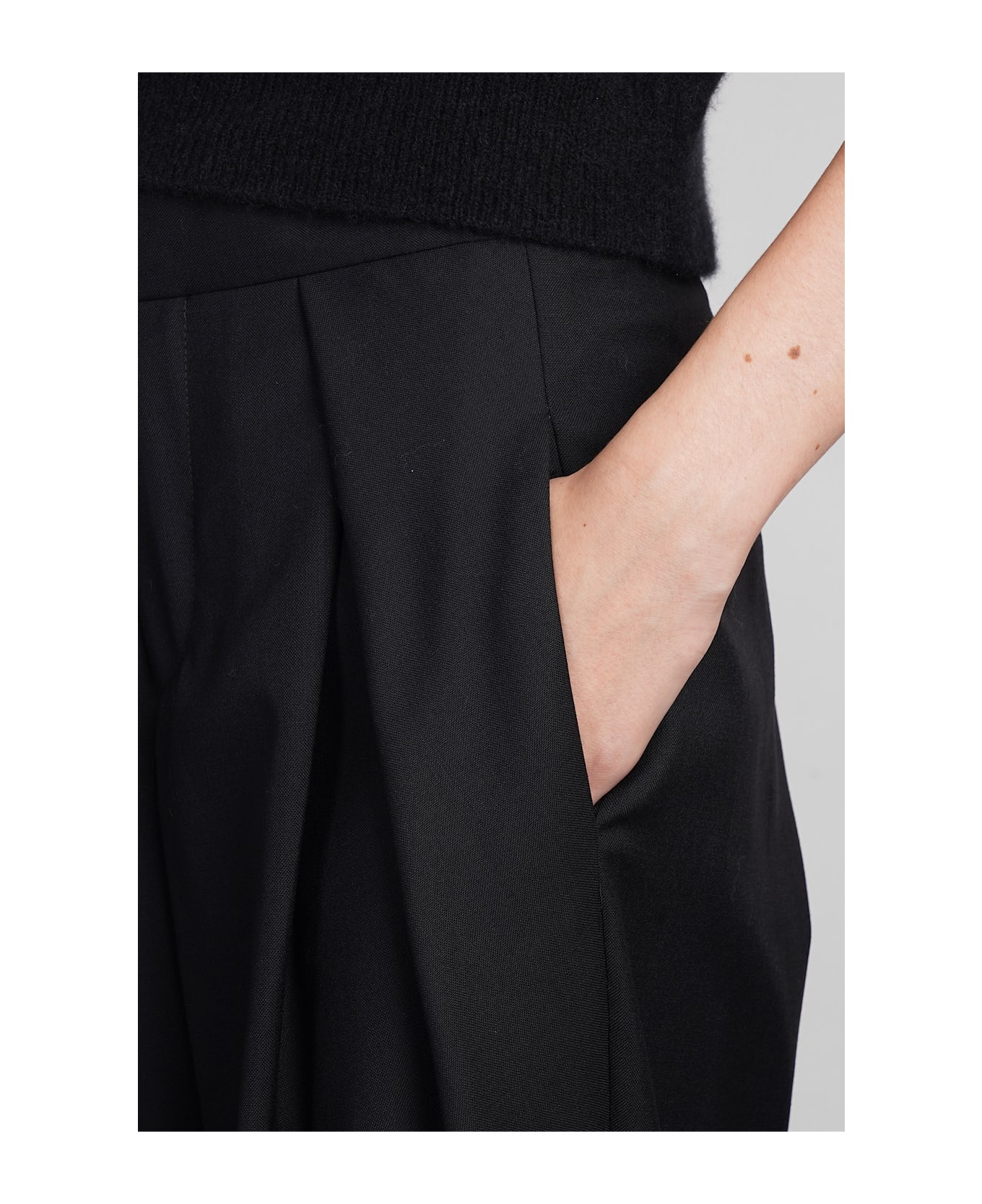 Laneus Pants In Black Wool - black