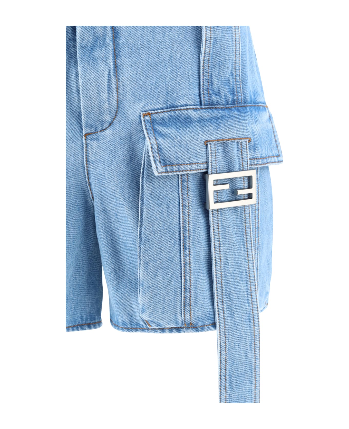Fendi Baguette Denim Shorts - Blue