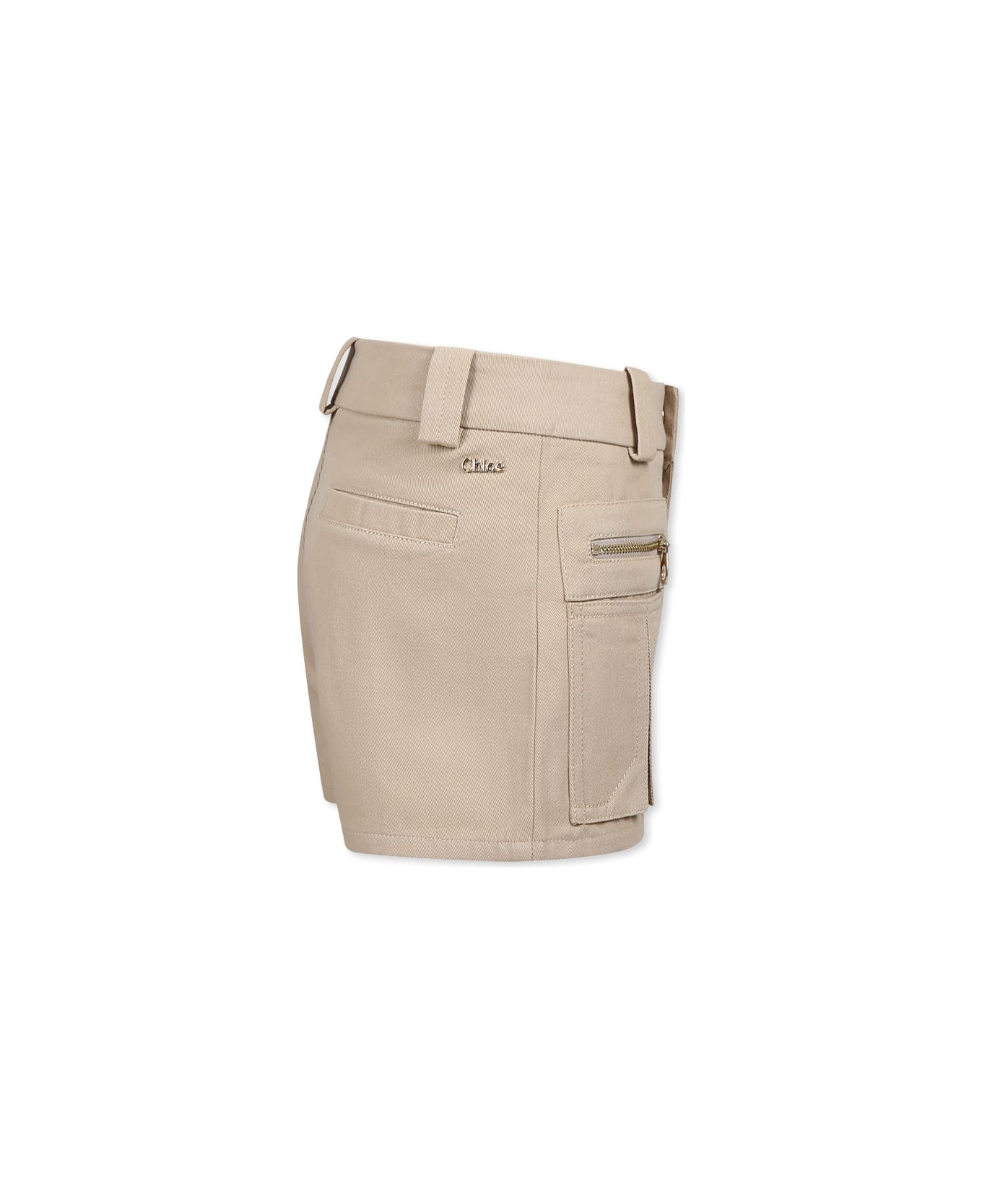 Chloé Beige Shorts For Girl With Logo - Beige