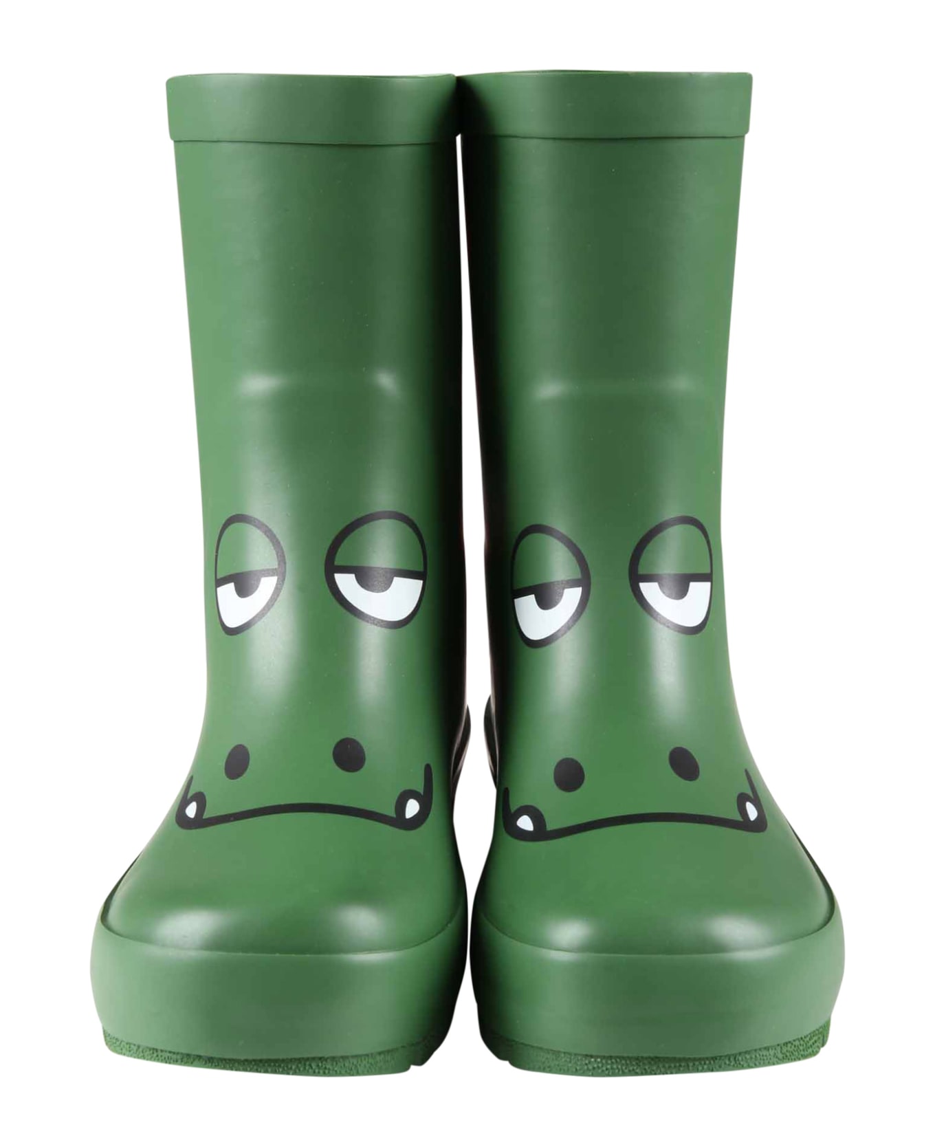 Stella McCartney Kids Green Rain-boots For Boy With Chameleon - Green