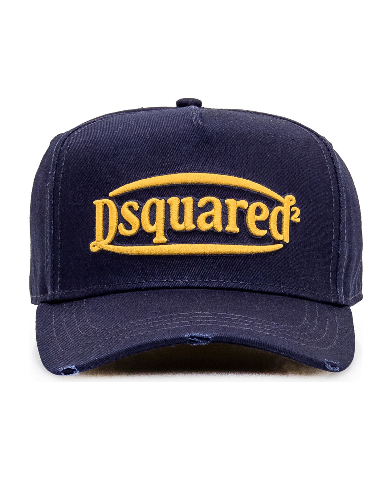Dsquared2 Logo Embroidered Baseball Cap - NAVY+GIALLO