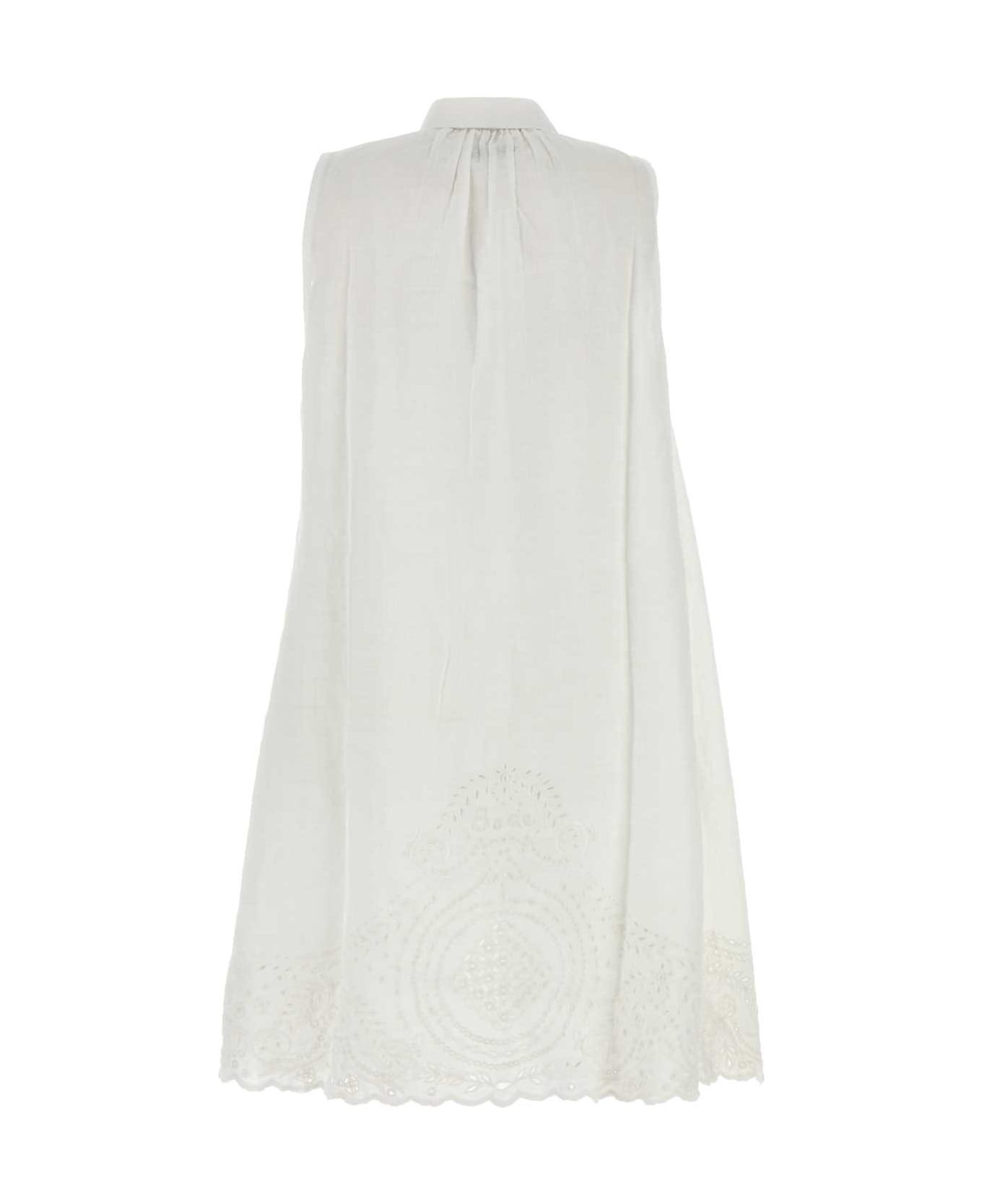 Bode White Linen Blevoir Dress - WHITE