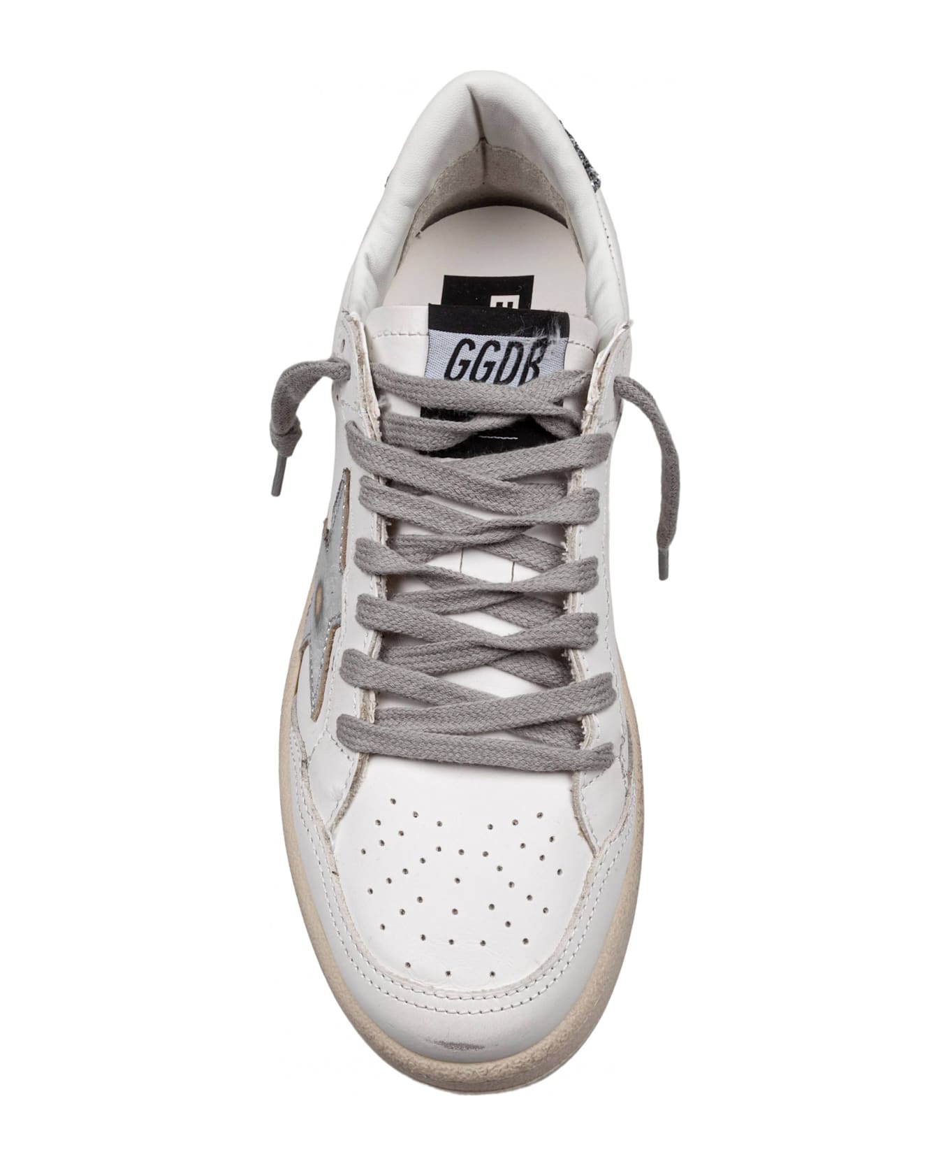 Golden Goose Ballstar Sneakers In Leather Color White And Silver - White/Silver