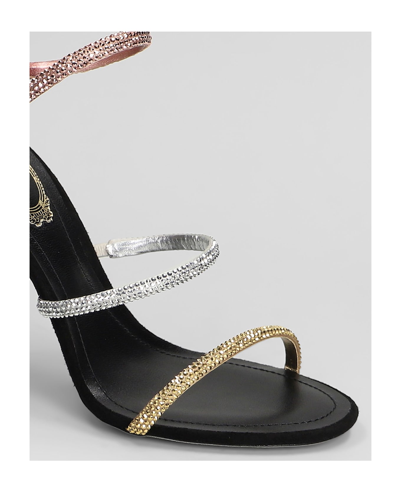 René Caovilla Trigold Sandals In Black Leather - black
