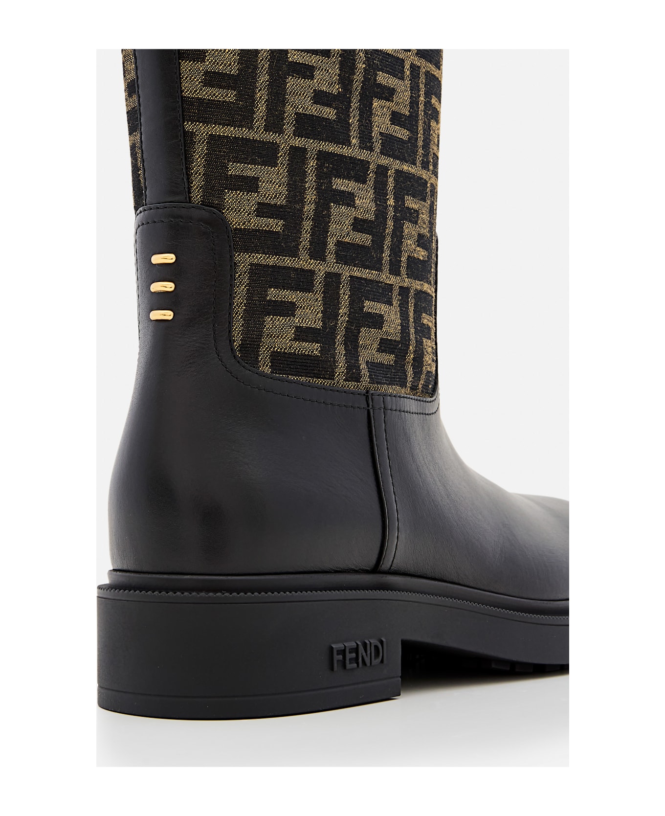 Fendi Ff Jacquard High Boots - Black