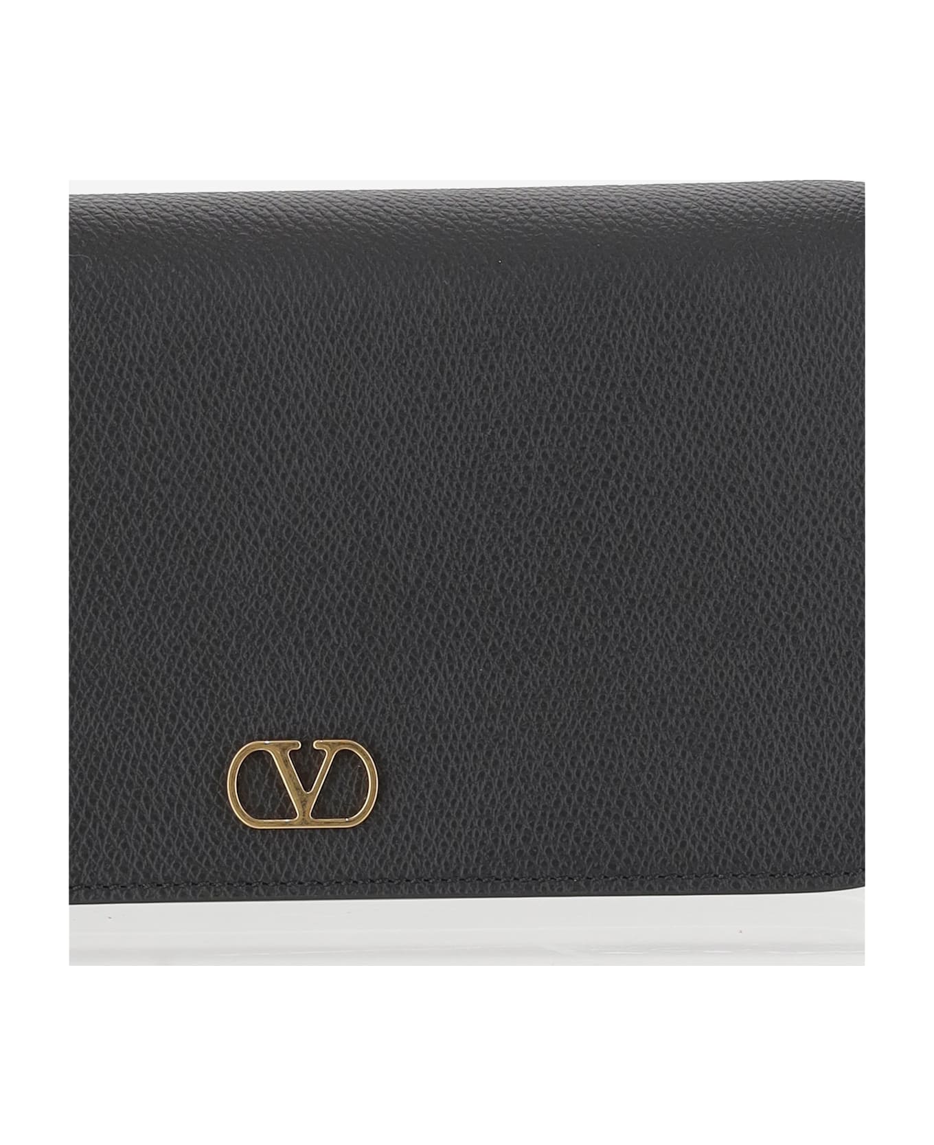 Valentino Garavani Black Leather Vlogo Signature Clutch - NERO