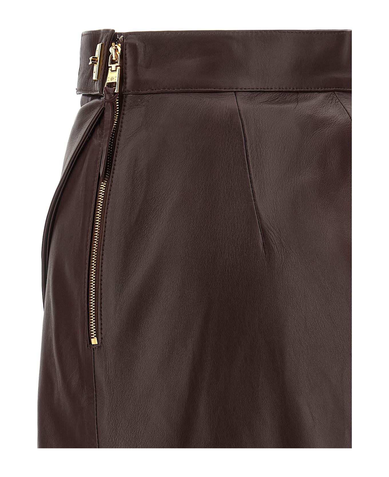 Elisabetta Franchi Nappa Skirt - Bordeaux