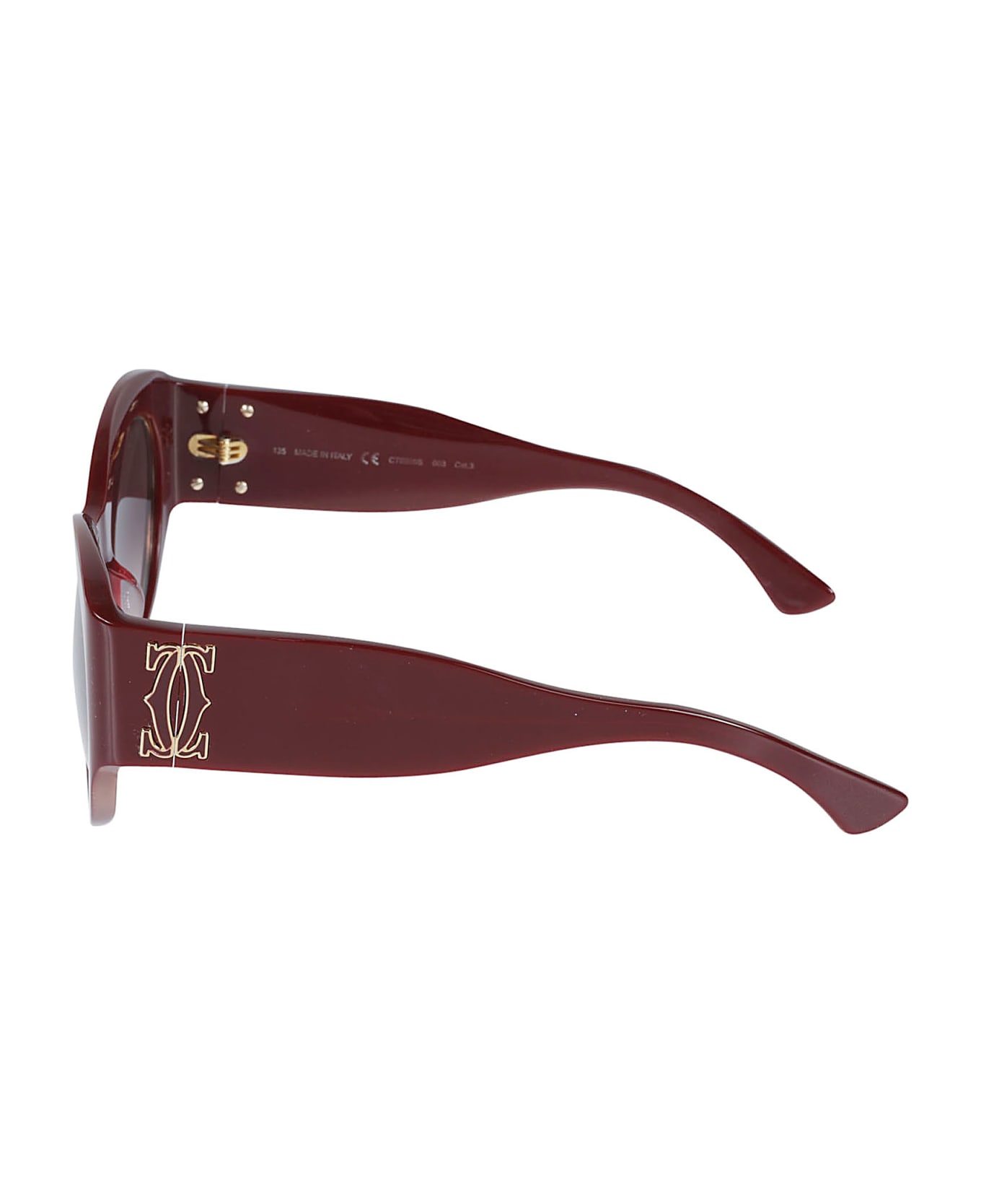 Cartier Eyewear Thick Round Sunglasses - 003 burgundy burgundy red