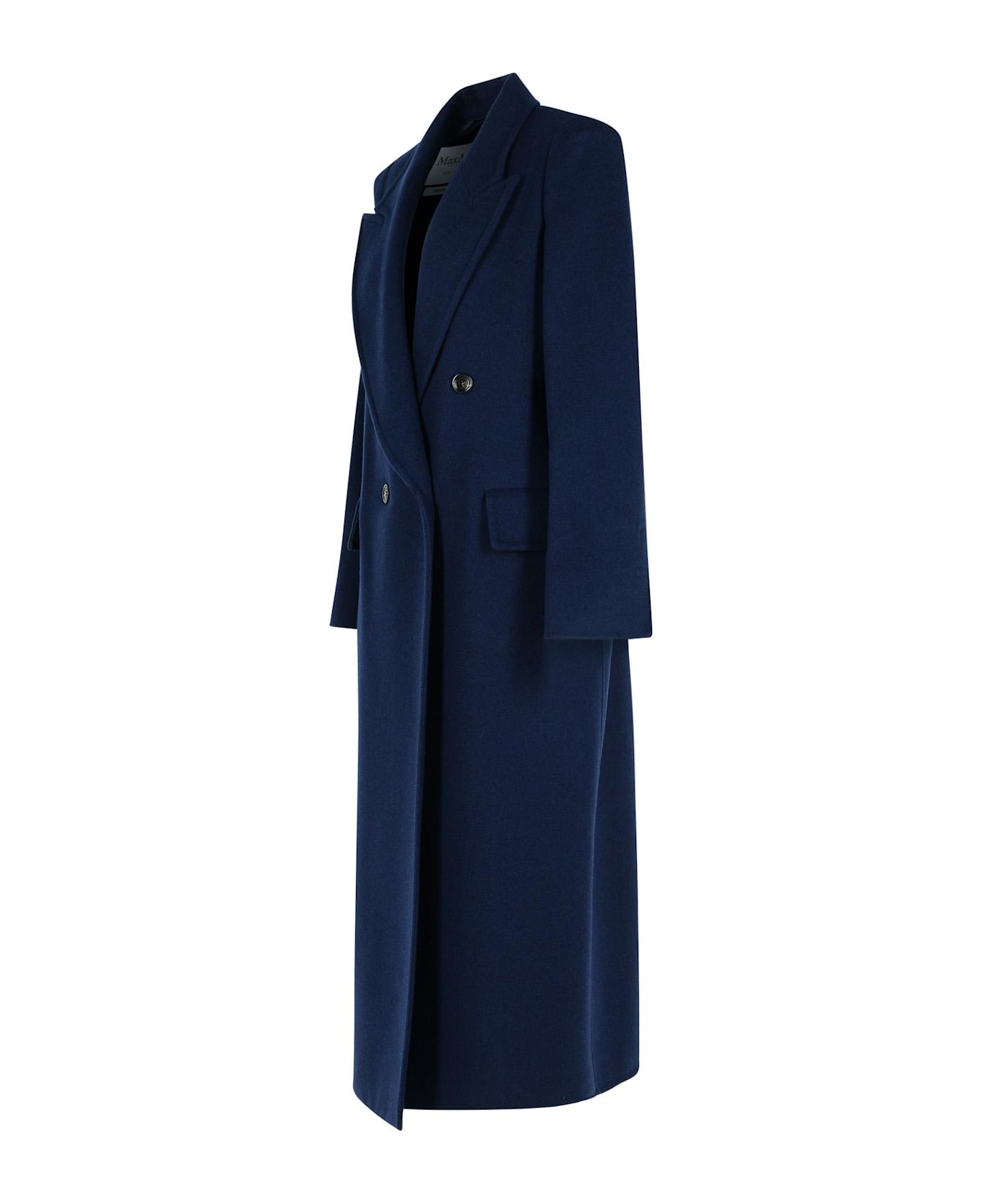 Max Mara 
albania
 Blue Virgin Wool Blend Coat - Blue