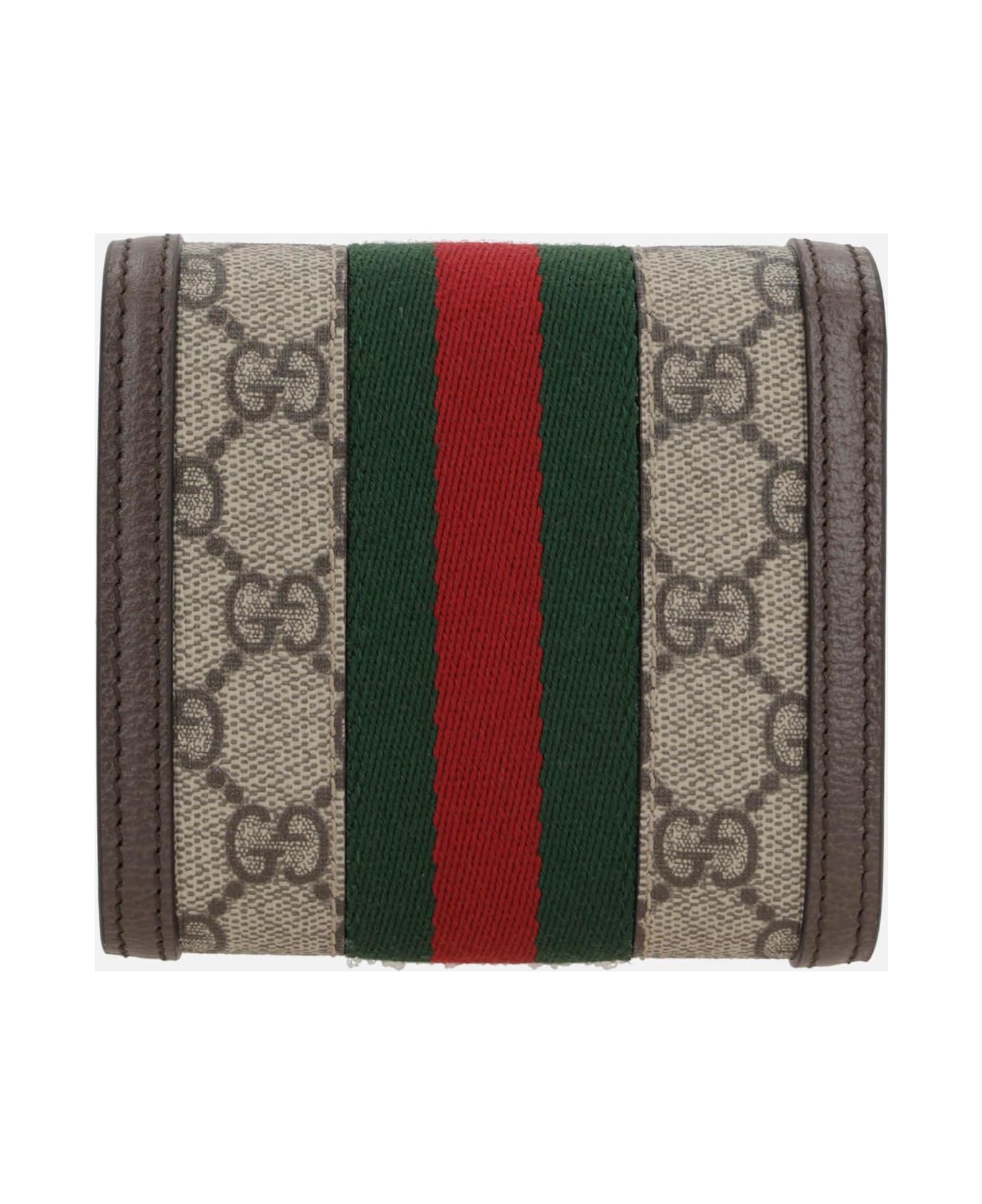 Gucci Ophidia Card Case Wallet In Gg Supreme Canvas - Acero