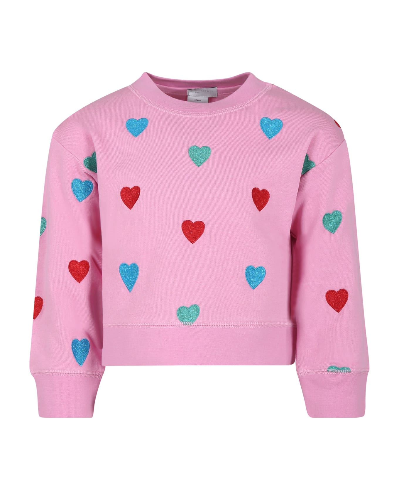 Stella McCartney Kids Pink Sweatshirt For Girl With Hearts - Pink