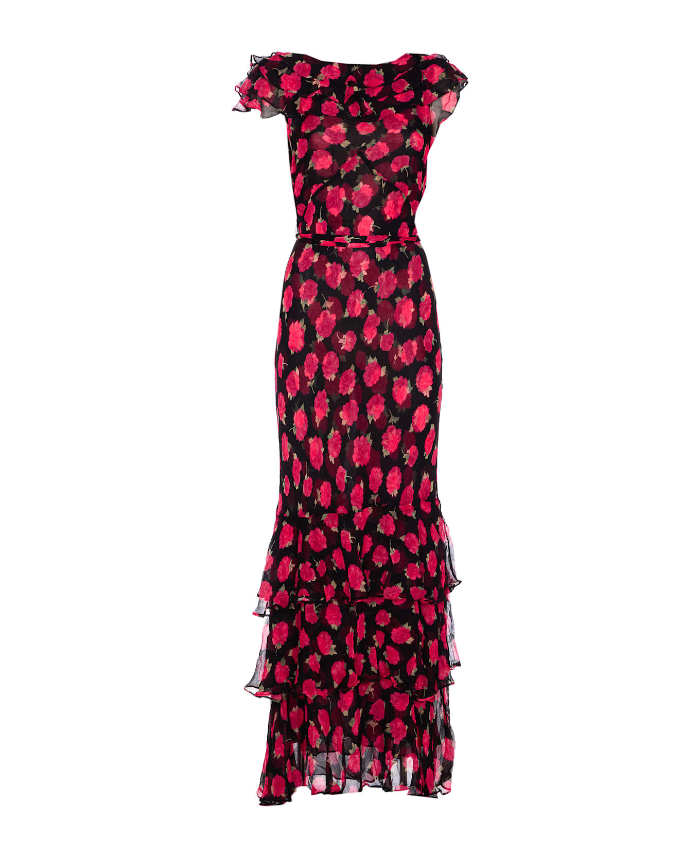 RIXO Rio Ruffled Gown - Black