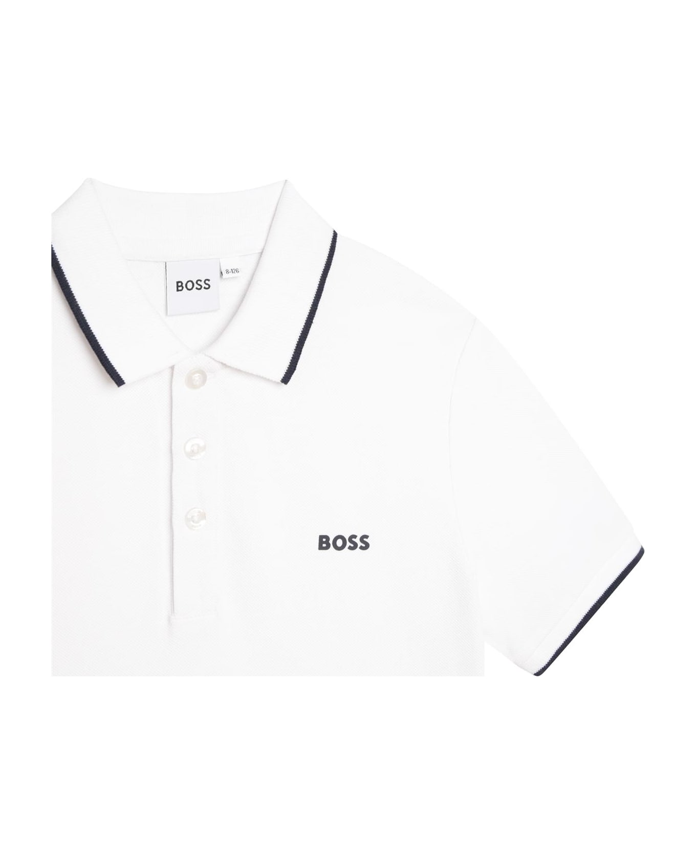 Hugo Boss Polo Shirt With Embossed Logo - White