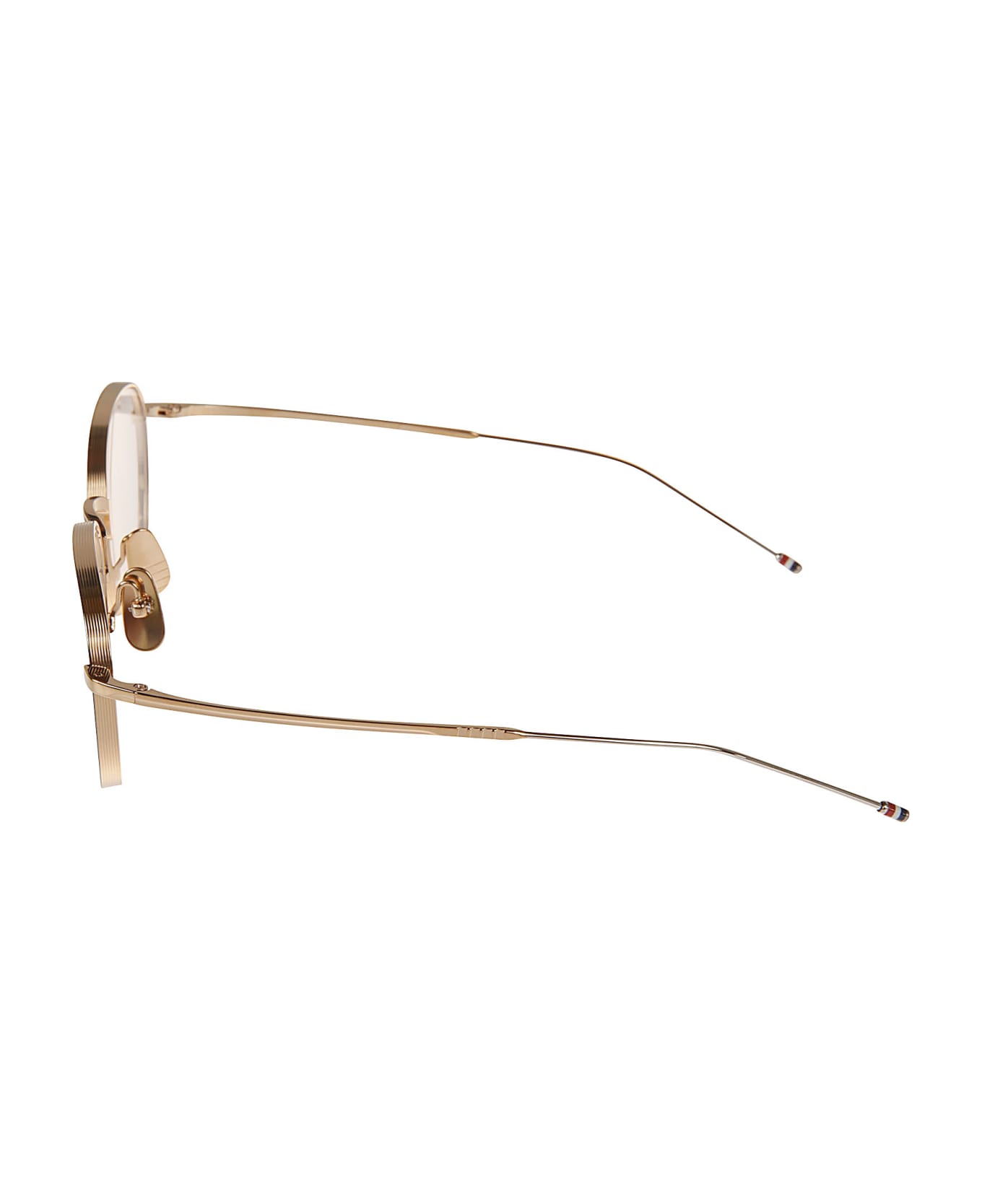 Thom Browne Clear Round Glasses - white gold   navy w