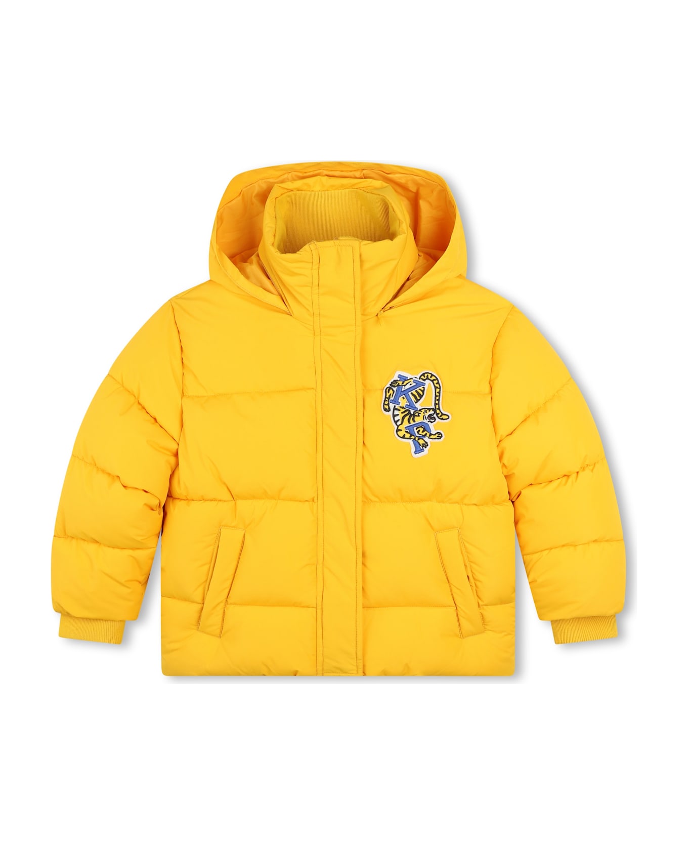 Kenzo Kids Waterproof Down Jacket With Hood - Yellow