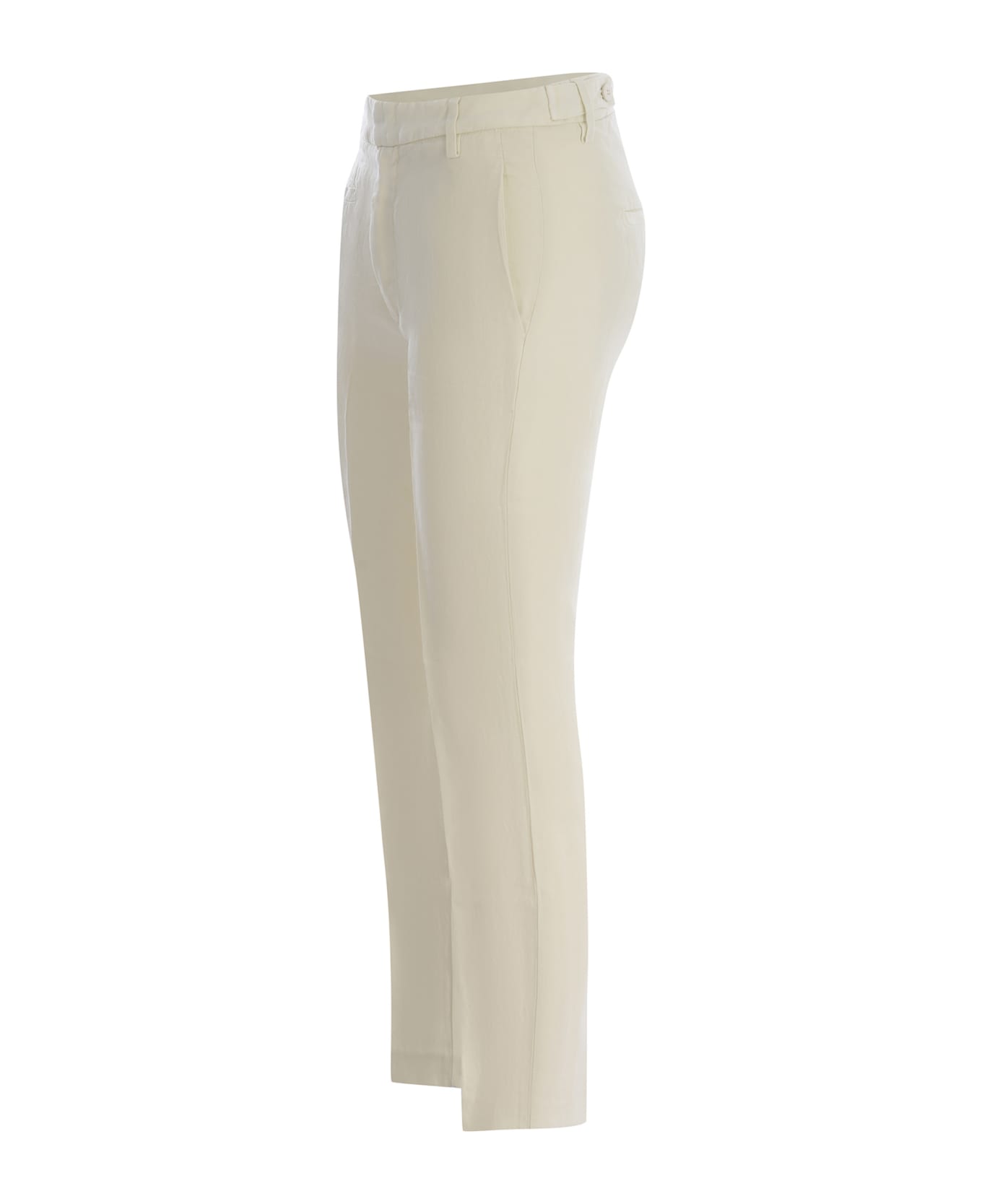 Dondup Trousers Dondup "ariel 27inches" Made Of Linen Blend - Crema