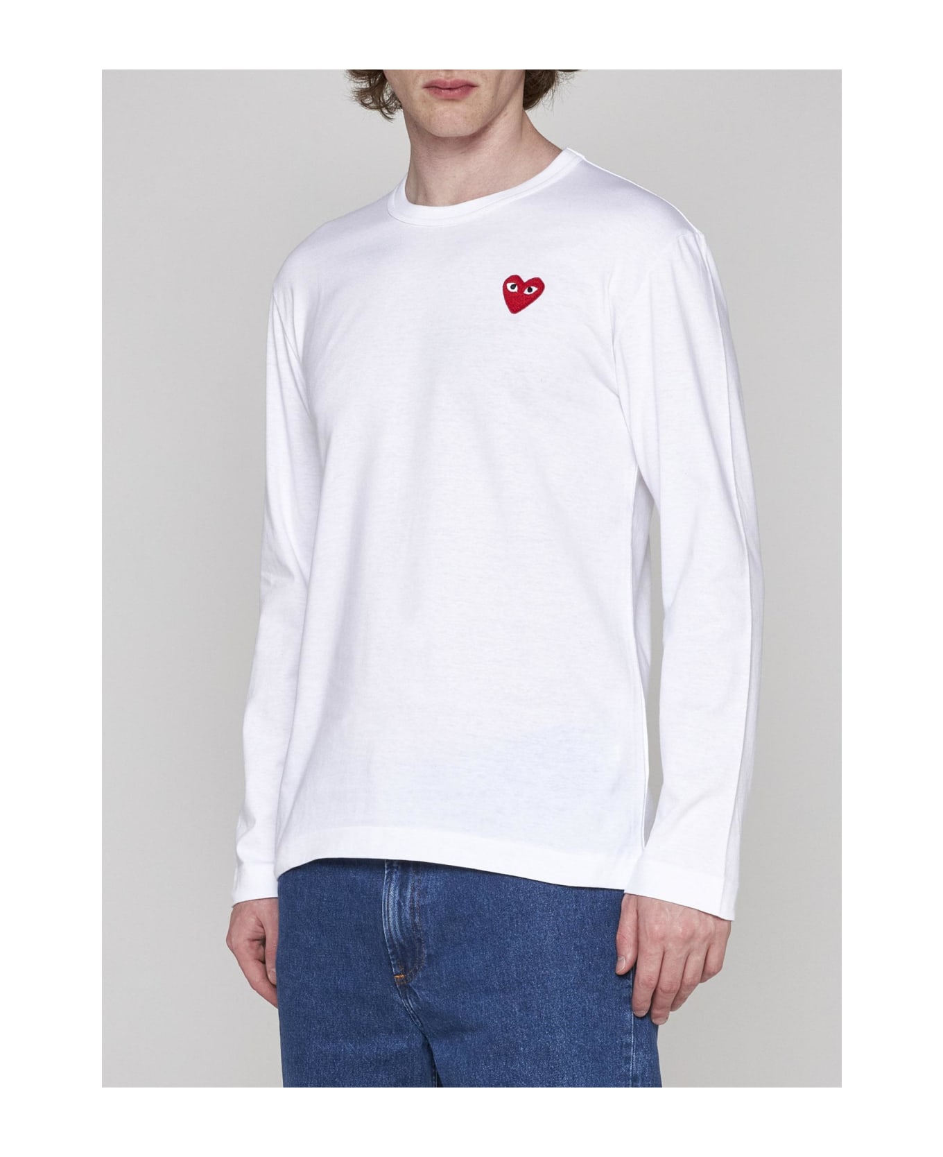 Comme des Garçons Play Heart-patch Cotton T-shirt - Bianco Tシャツ