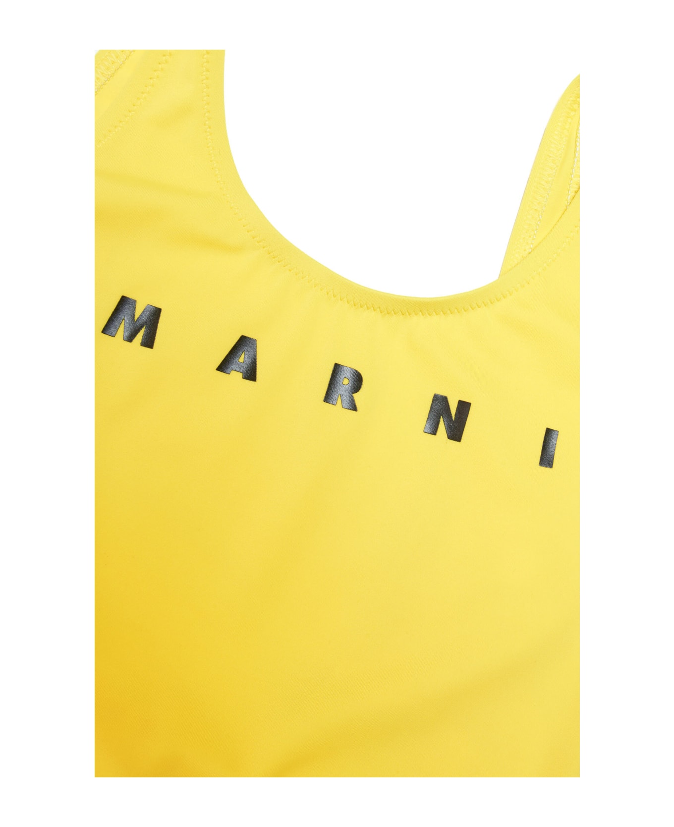 Marni Mm9f Swimsuit Marni Yellow One-piece Swimming Costume In Lycra With Logo - Lemon zest yellow