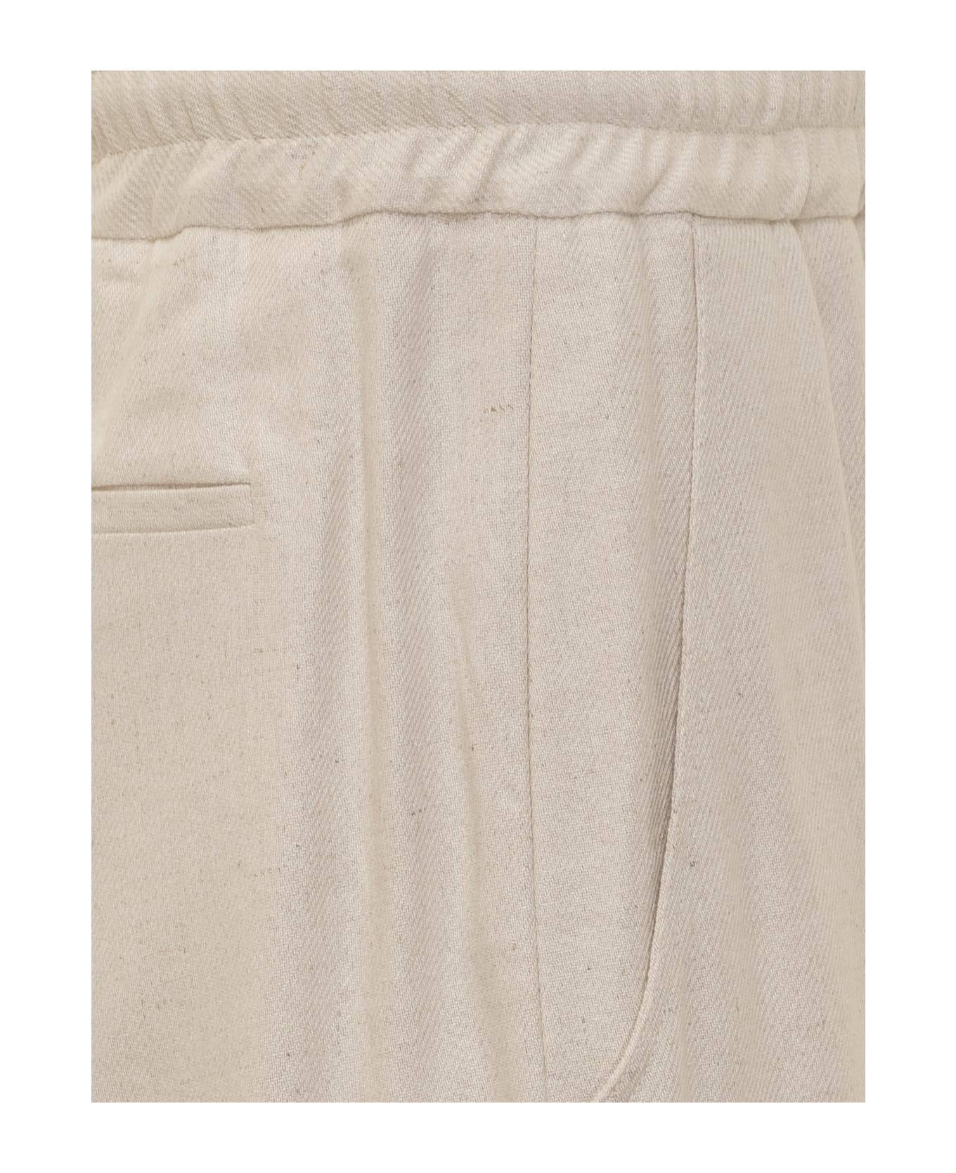 GCDS Linen Blend Wide Pants - OFF-WHITE ボトムス