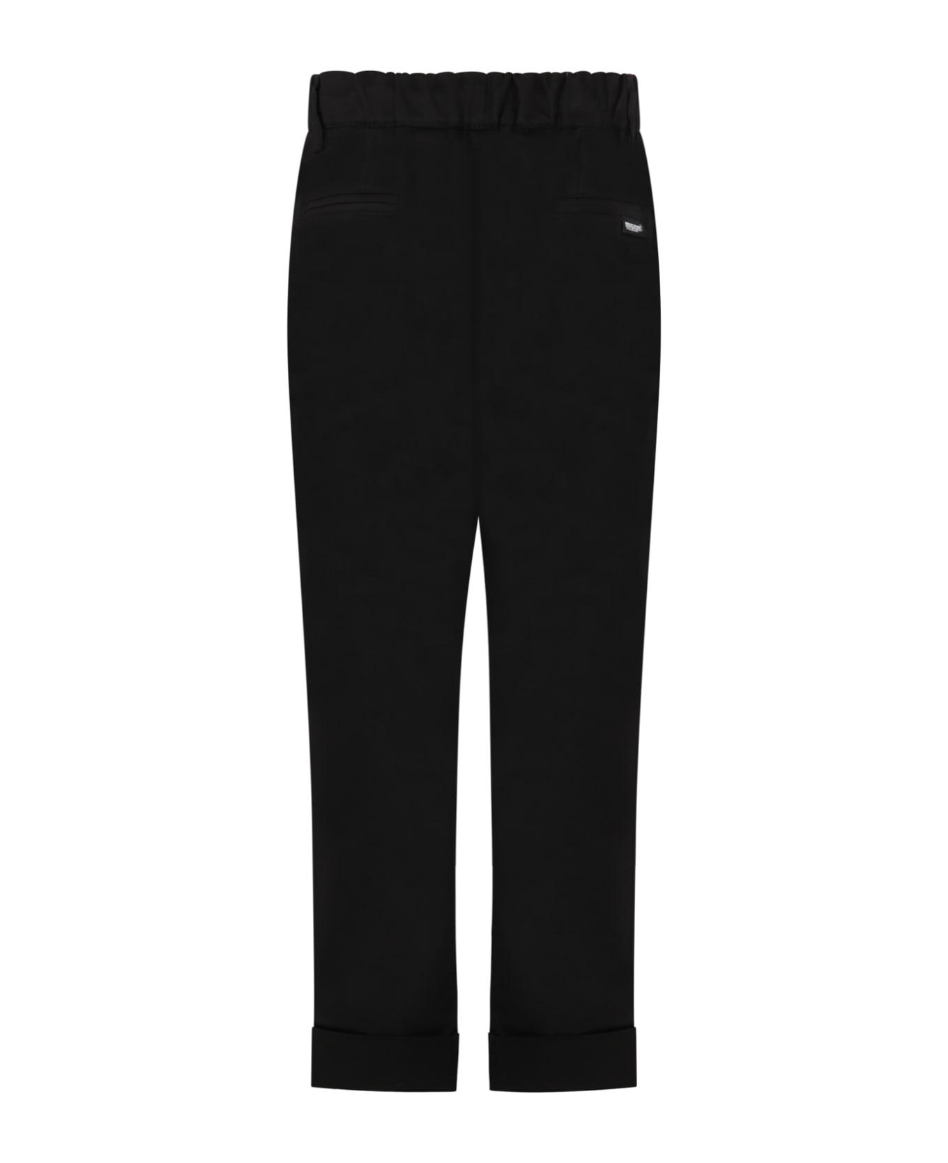 MSGM Black Trousers For Boy With Logo Patch - Black