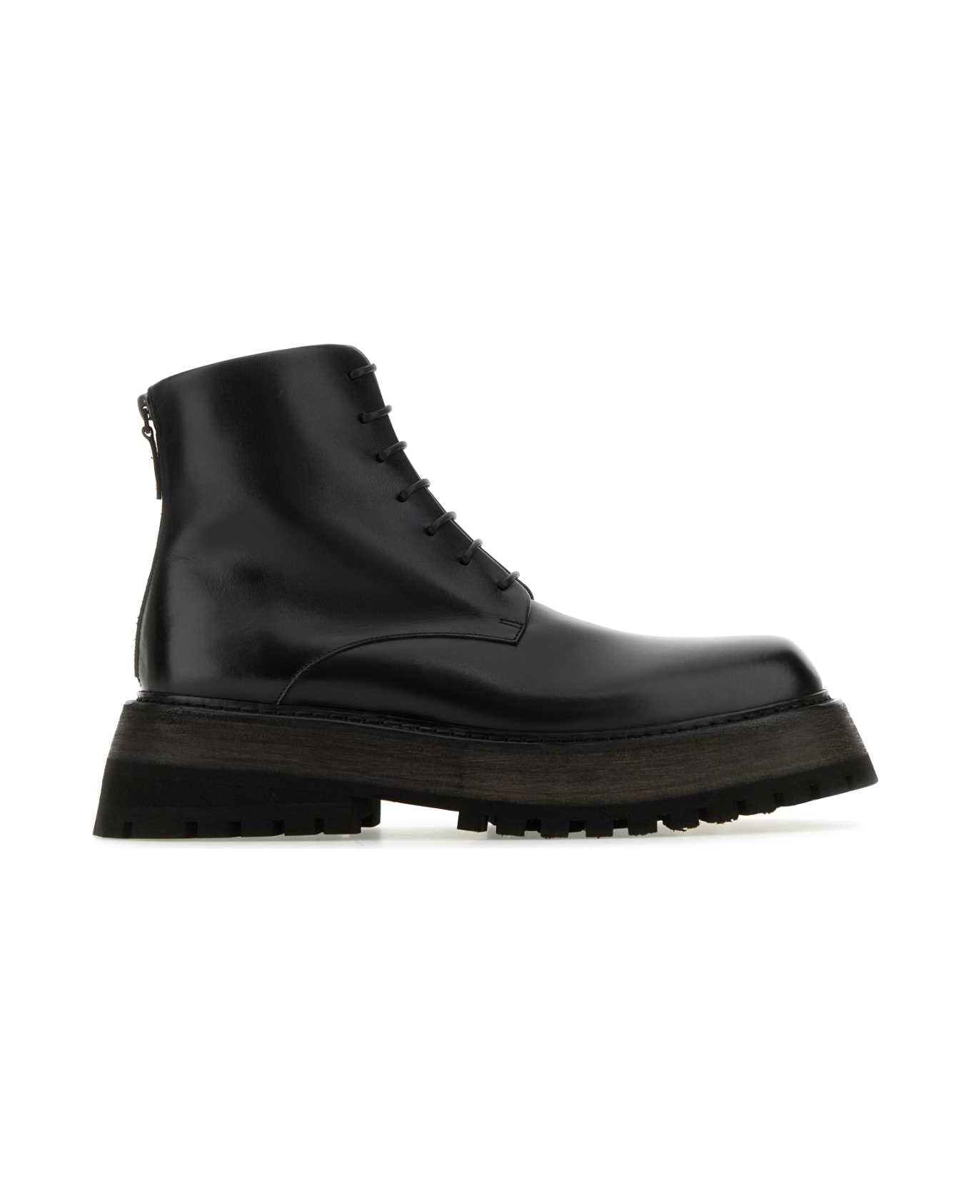 Marsell Black Leather Ankle Boots - BLACK
