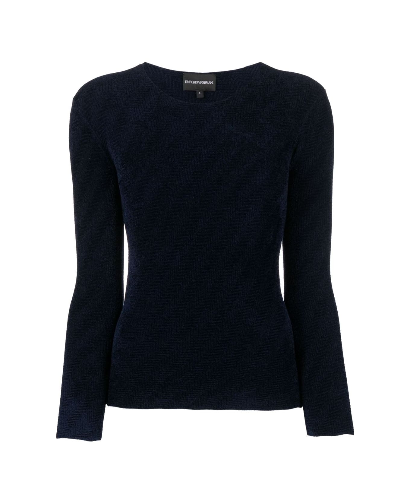 Emporio Armani Crew Neck Sweater - Dark Blue ニットウェア