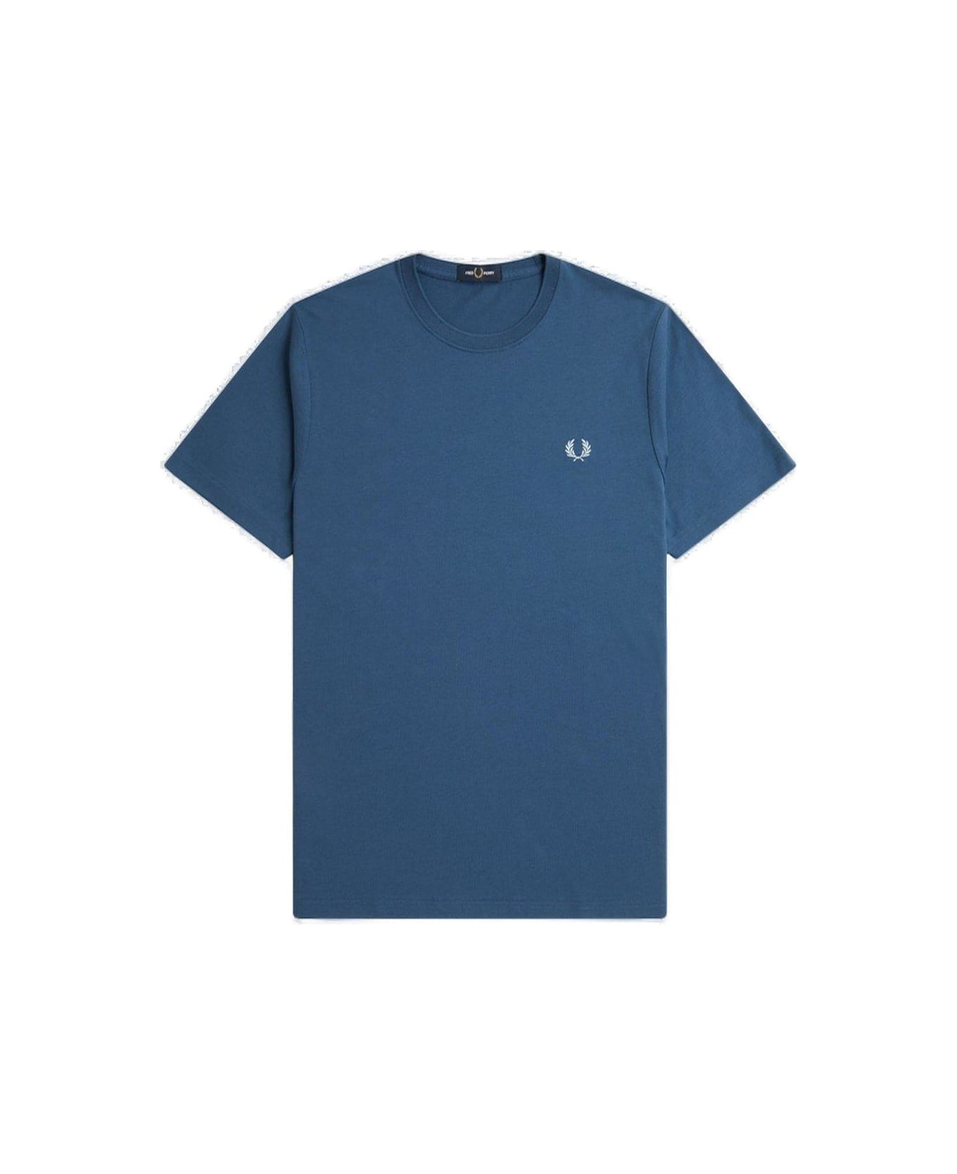 Fred Perry Logo-embroidered Crewneck T-shirt - Mdnghtbl/lghice