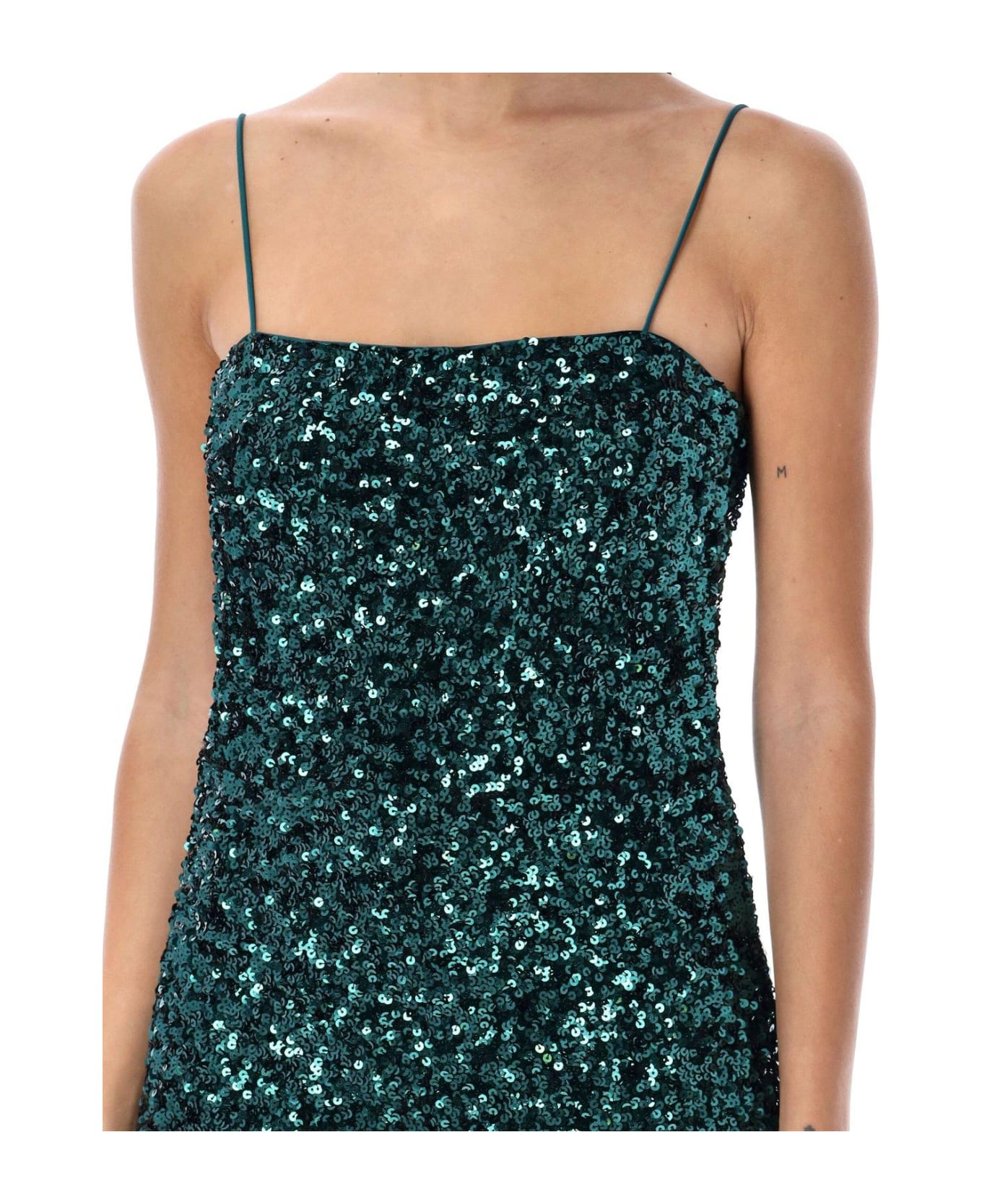 Rotate by Birger Christensen Sequin Embellished Spaghetti Straps Jumpsuit - Green ジャンプスーツ