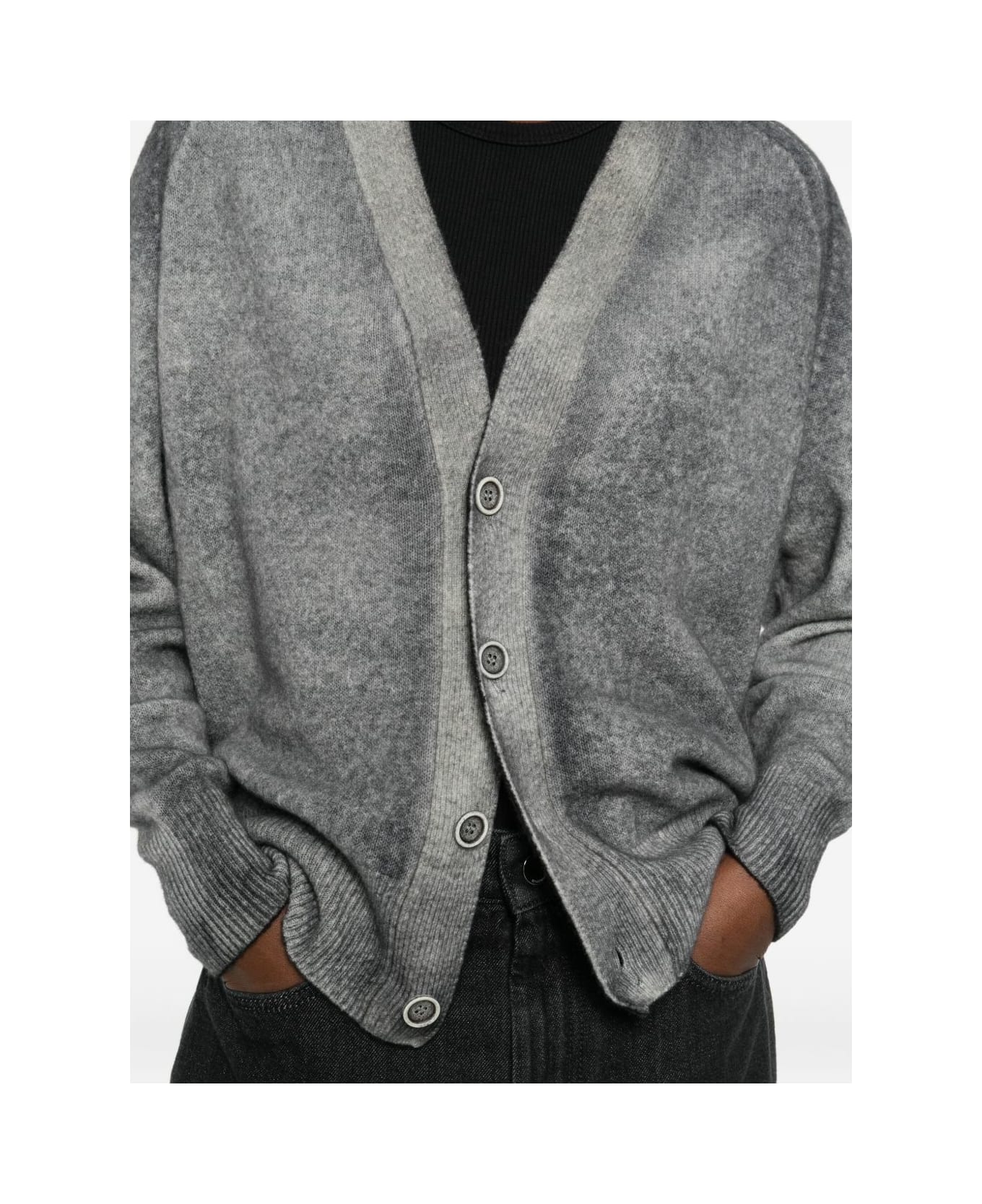 Avant Toi Wool And Cashmere V-necked Cardigan - Grey