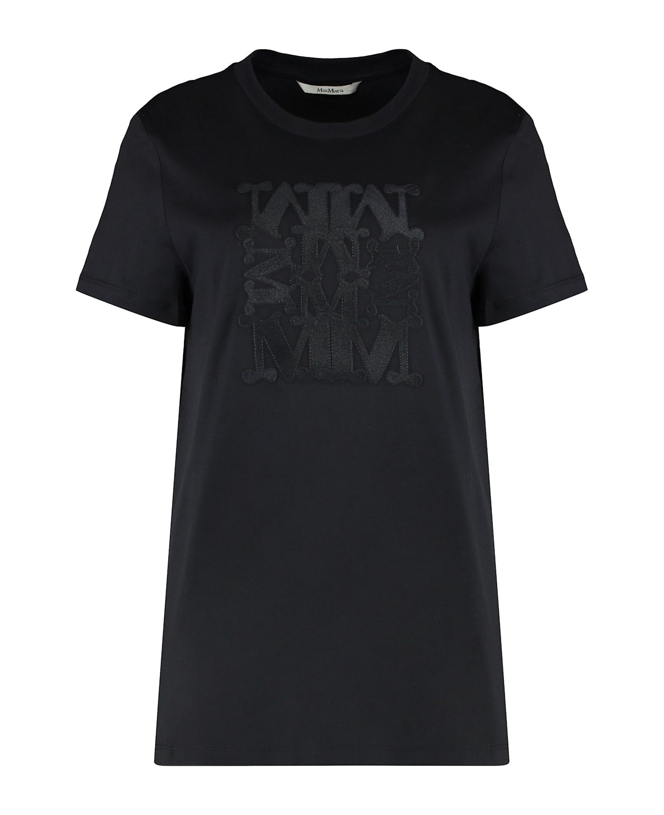 Max Mara Cotton T-shirt With Embroidery - black