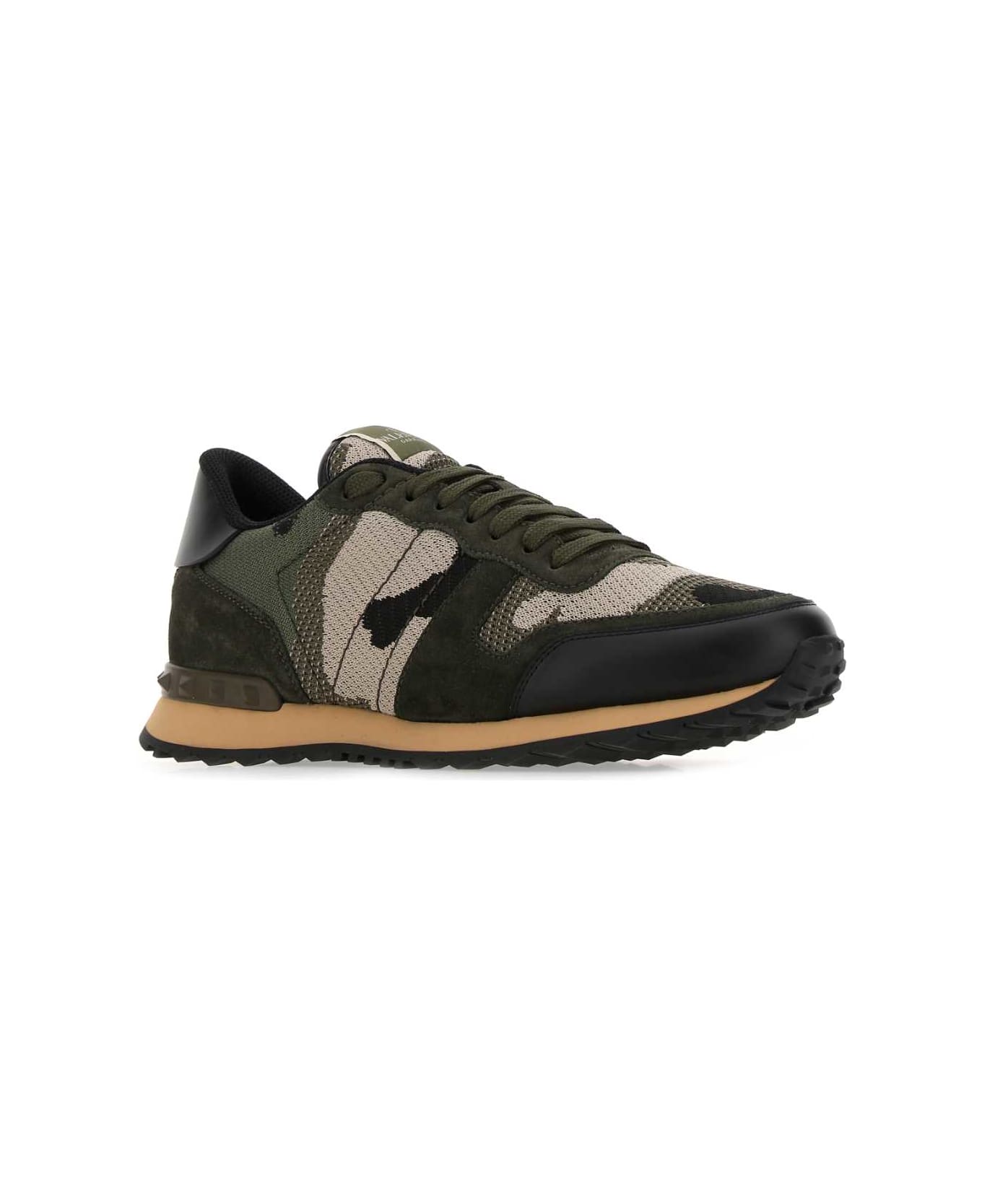 Valentino Garavani Rockrunner Camouflage Sneakers - FANGONOCCIOLANEROOLIVEBEIGENEROOLI