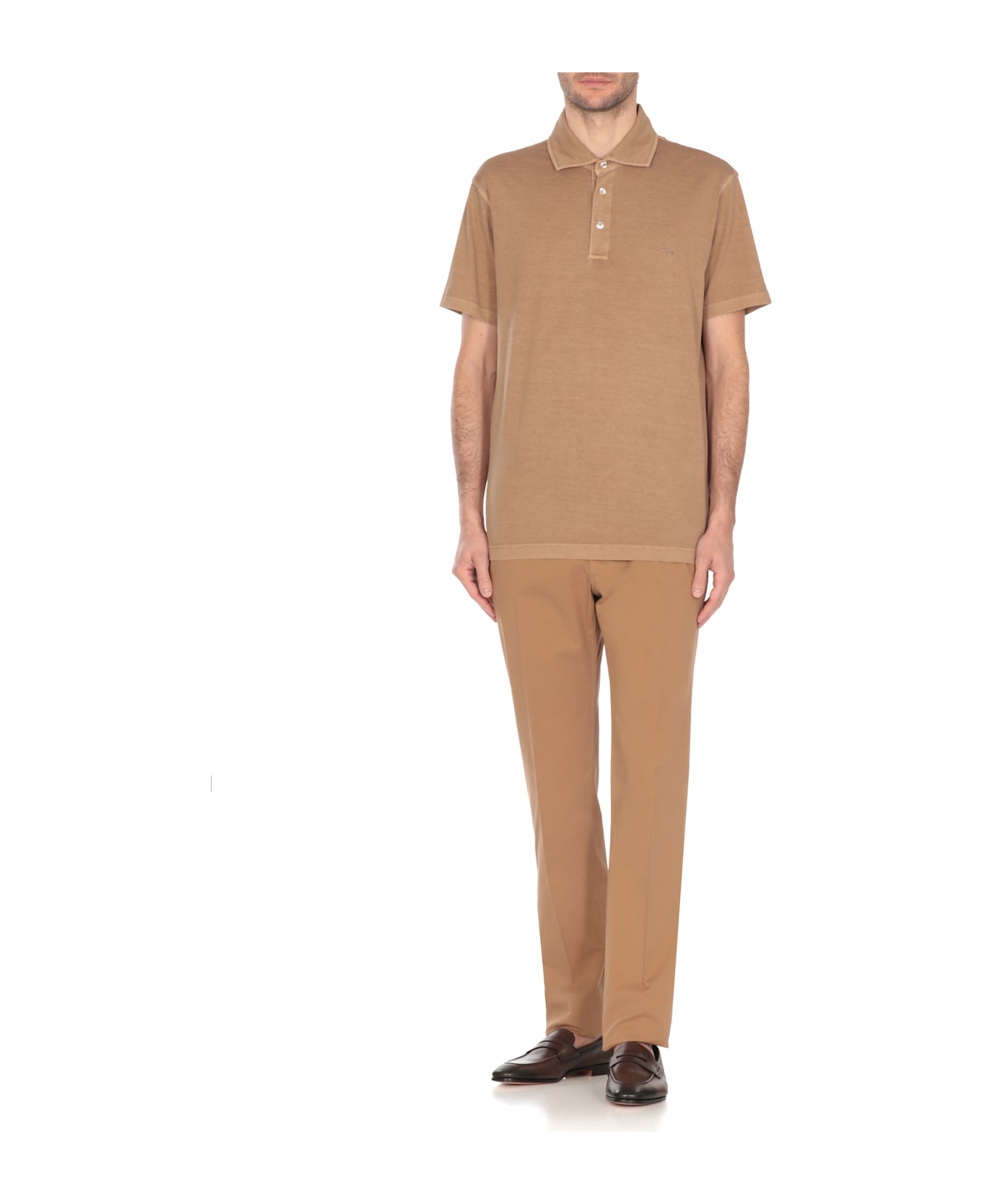 Fay Logoed Polo - Brown