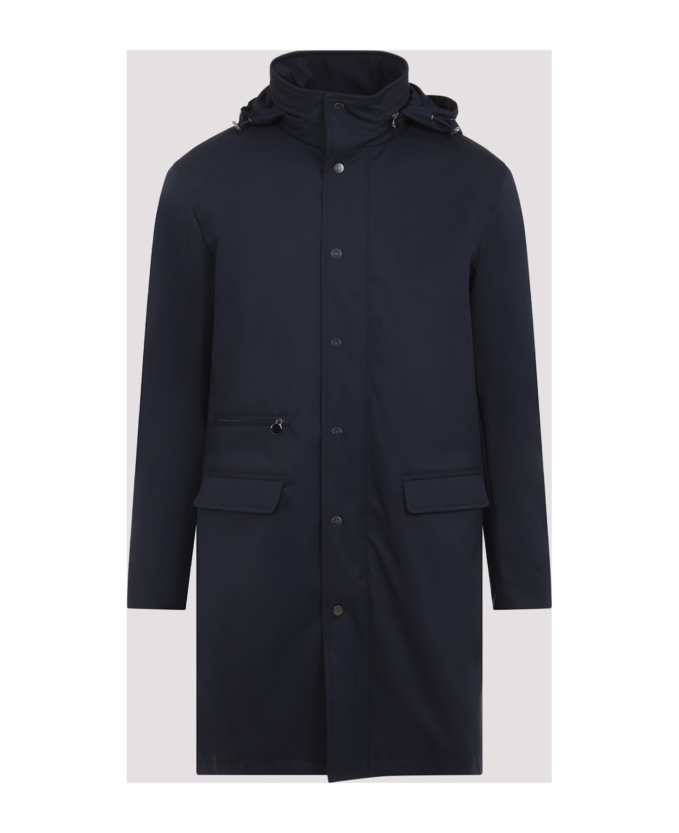 Kiton Polyester Coat - Navy Blue