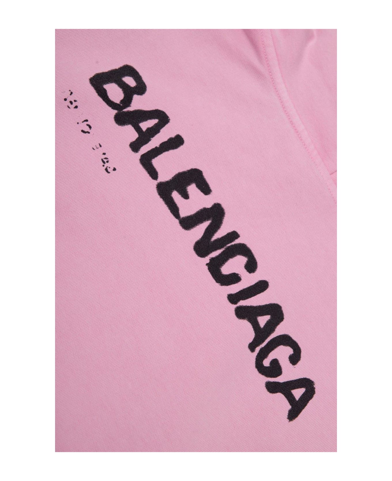 Balenciaga Logo Printed Long Sleeved Hoodie - PINK