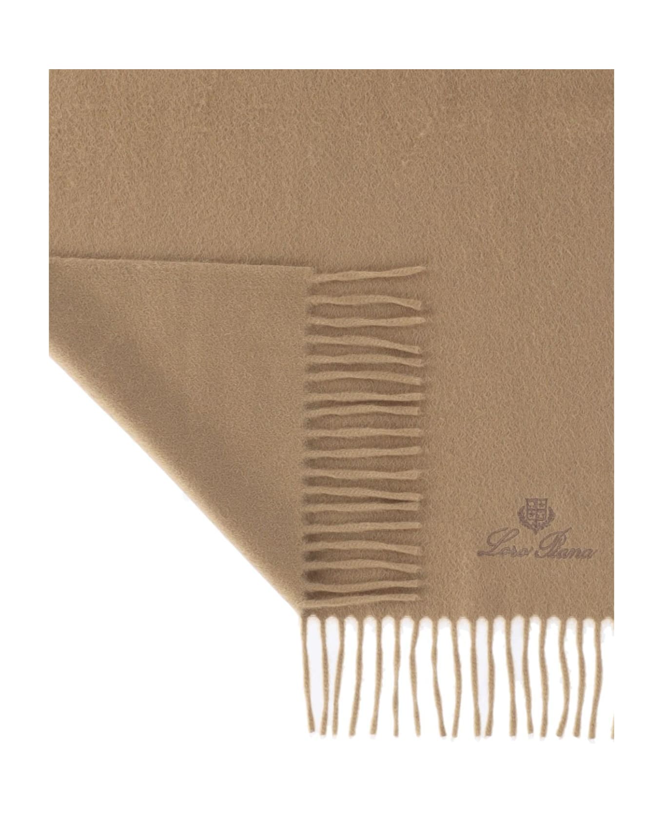 Loro Piana Large Logo Cashmere Scarf - Brown