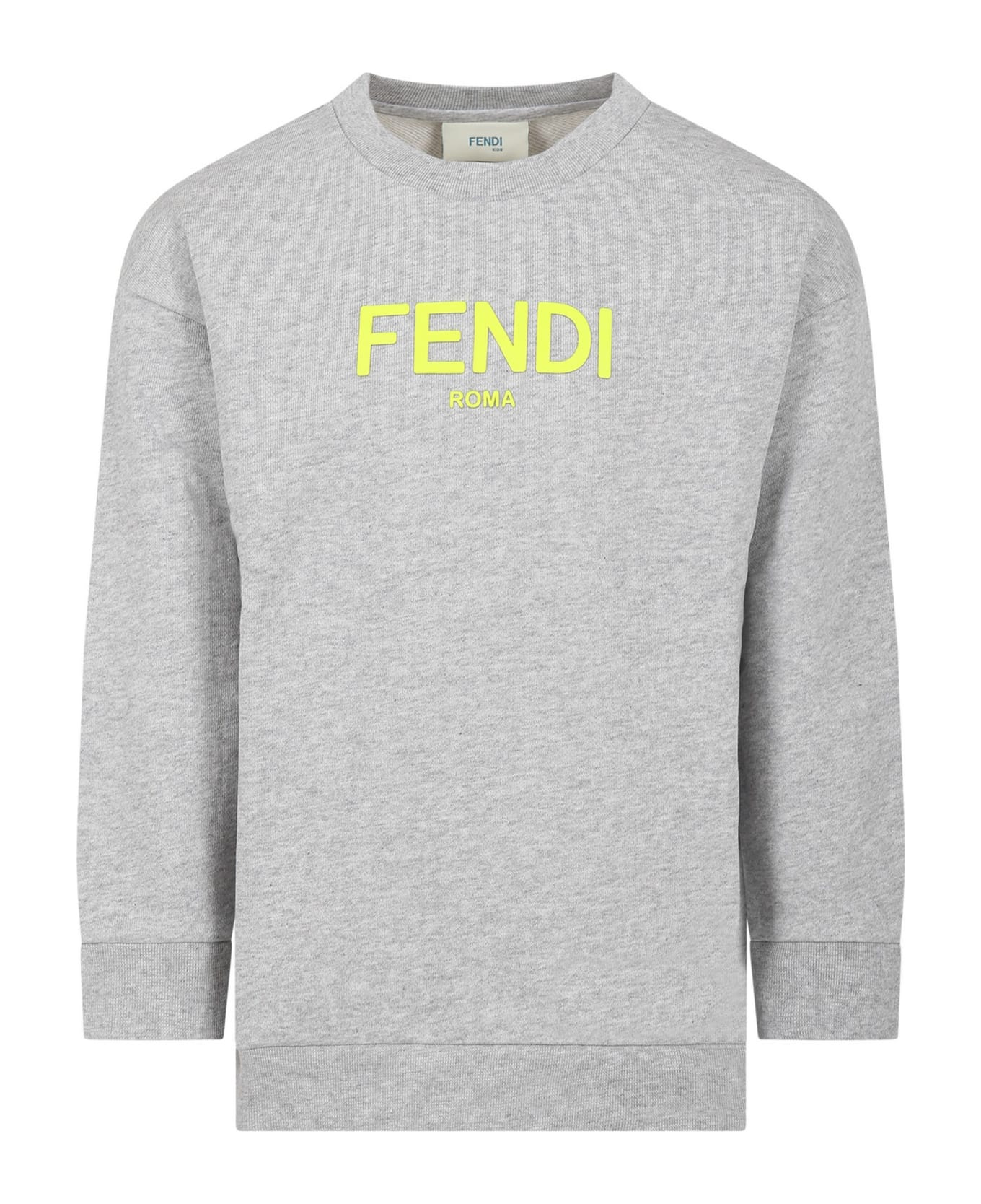 Fendi Grey Sweatshirt For Kids With Logo - GREY ニットウェア＆スウェットシャツ