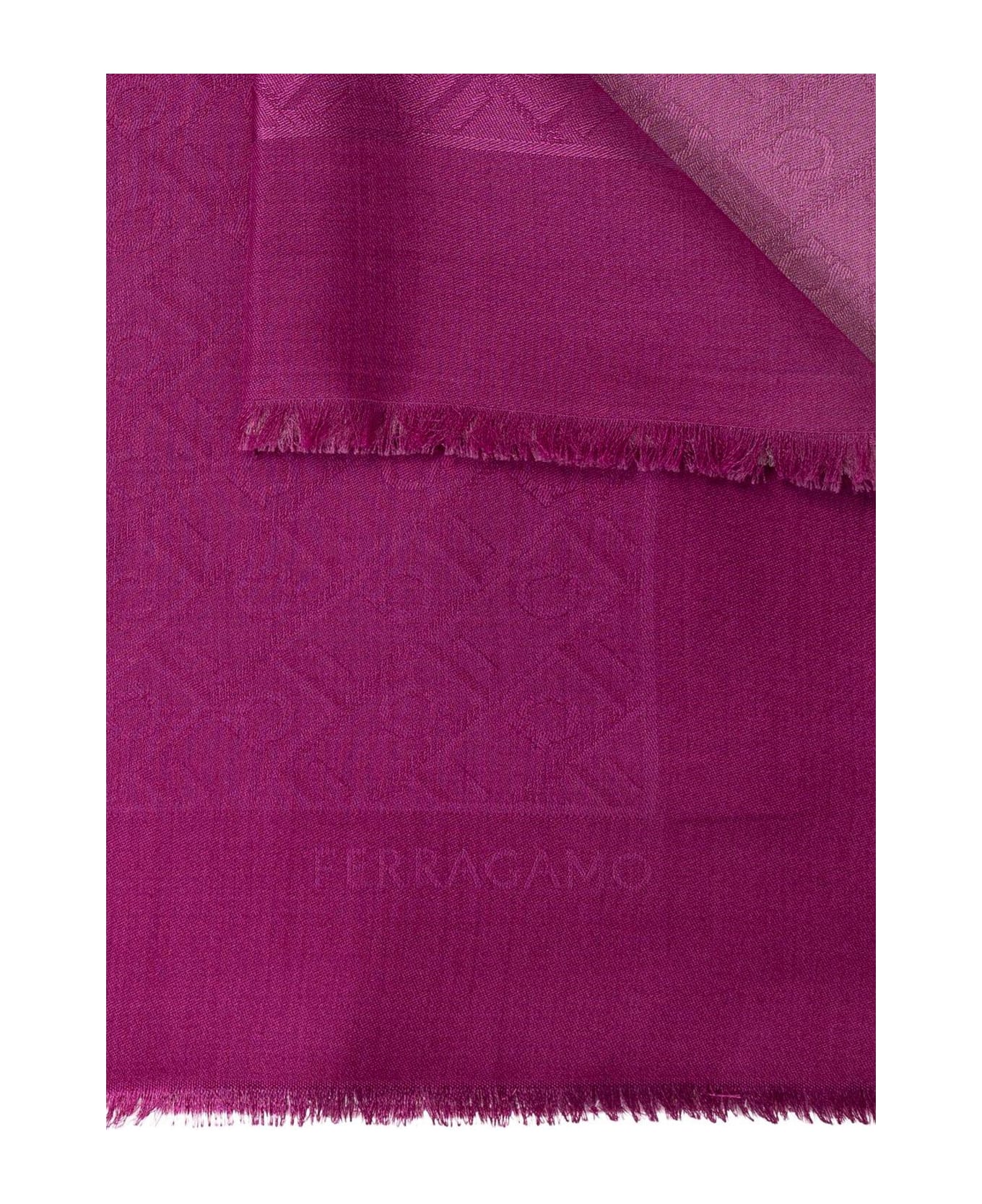 Ferragamo Monogram Jacquard Frayed-edge Scarf - candy pink