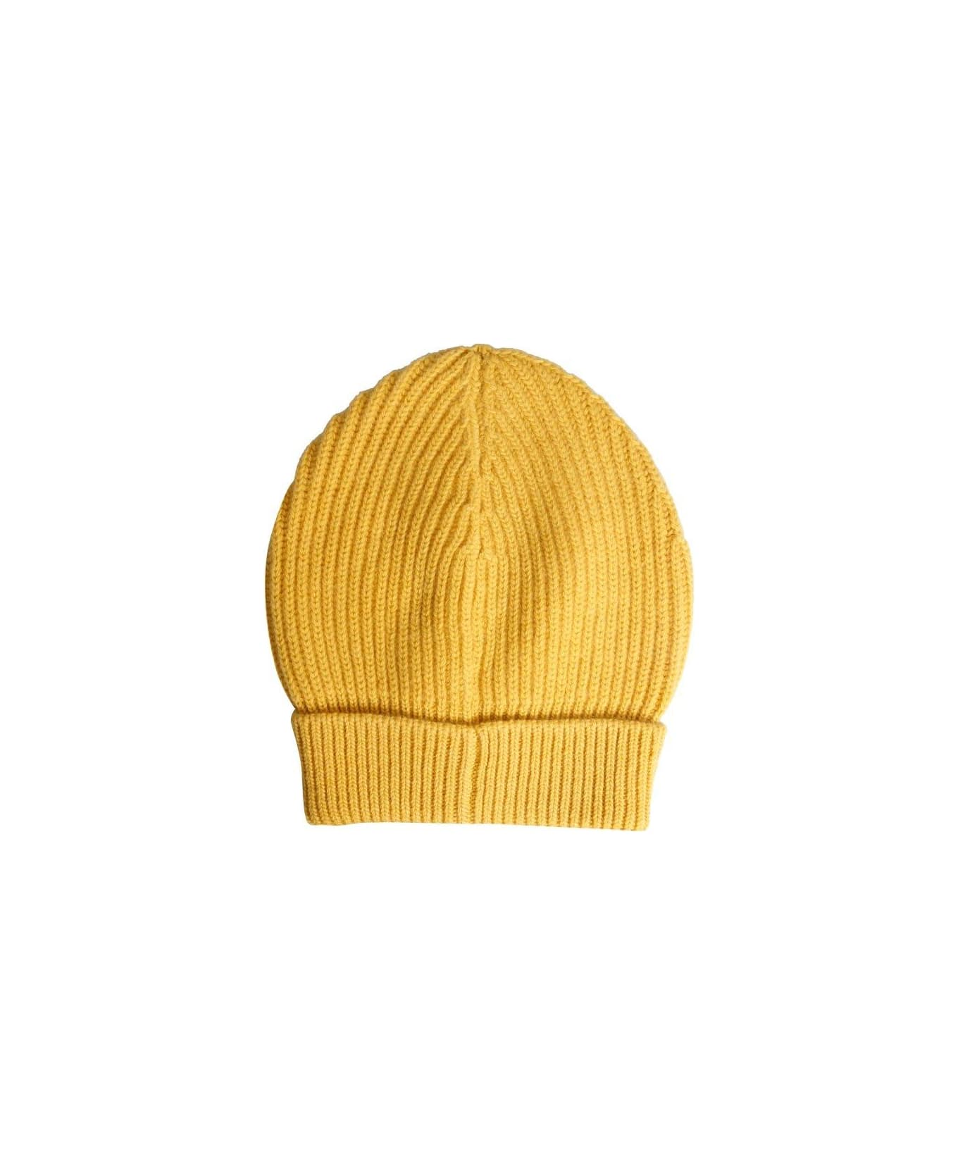 Dolce & Gabbana Logo Patch Turn-up Brim Beanie - Yellow 帽子