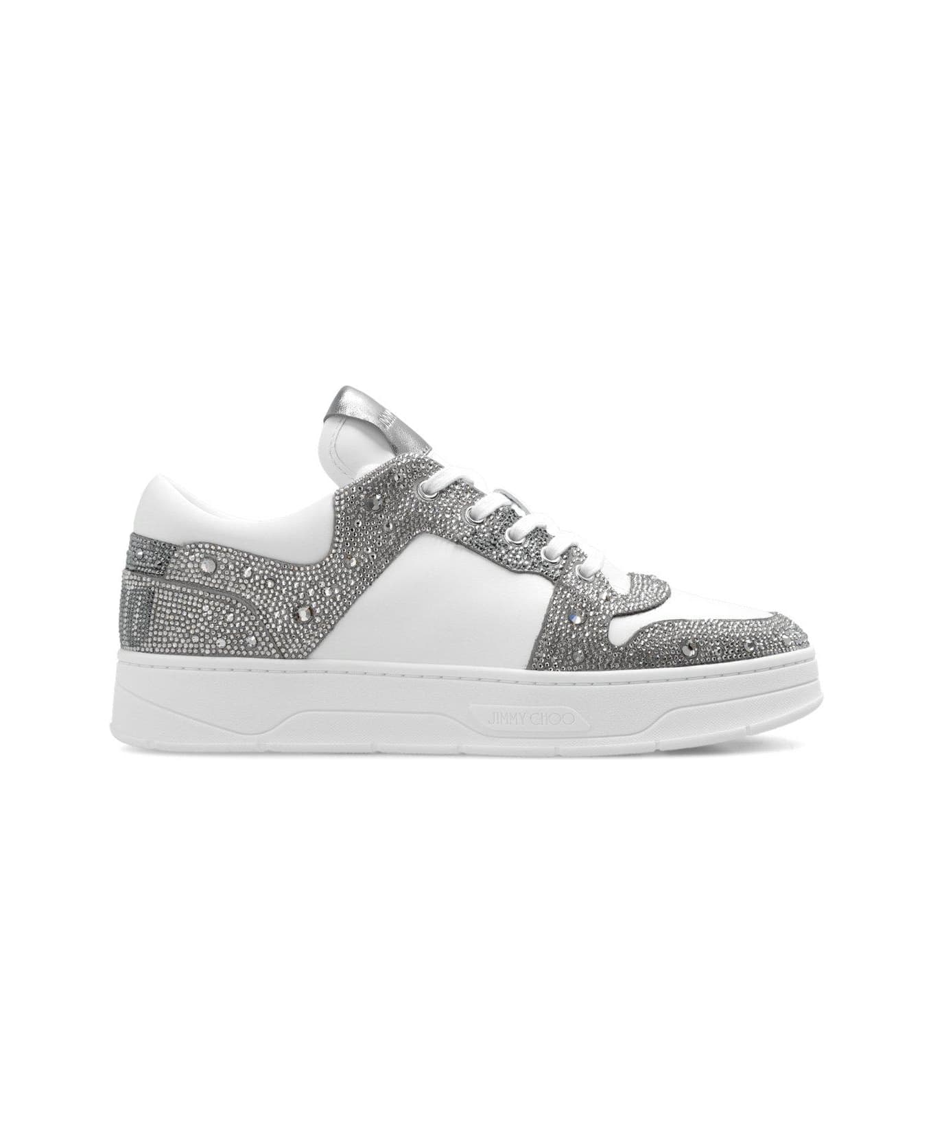 Jimmy Choo Florent/m Low-top Sneakers - WHITE/SILVER
