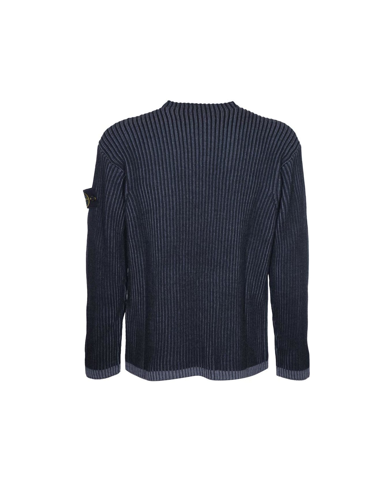 Stone Island Logo Patch Crewneck Jumper - MELANGE CHARCOAL