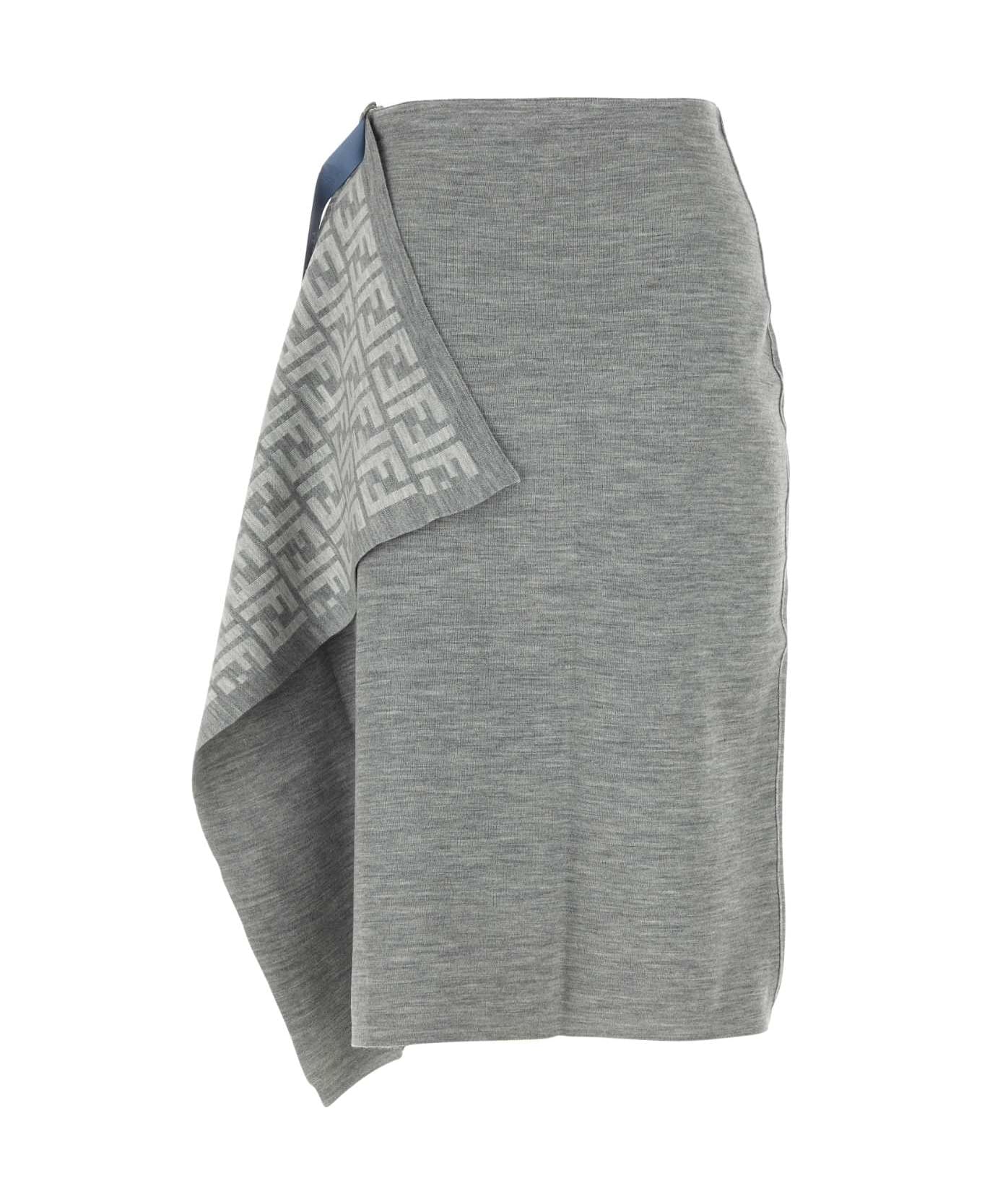 Fendi Melange Grey Wool Blend Skirt - ALMGREMEL スカート