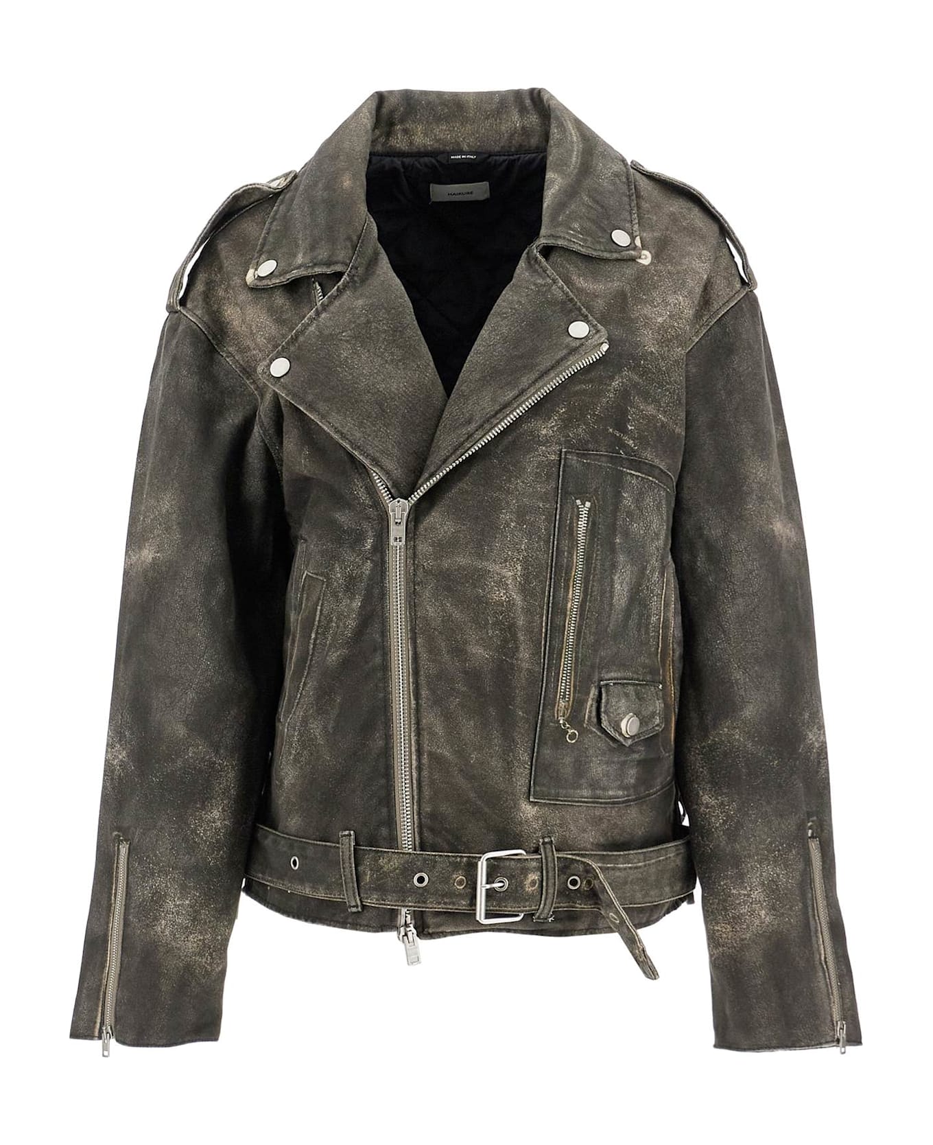 Haikure Lee's Faux Leather Biker Jacket With - LEATHER PRINT