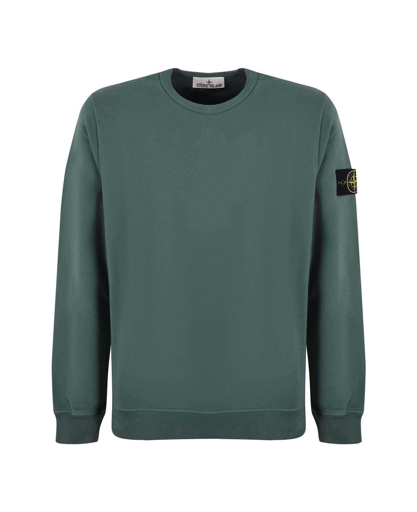 Stone Island Compass Patch Crewneck Sweatshirt - SALVIA