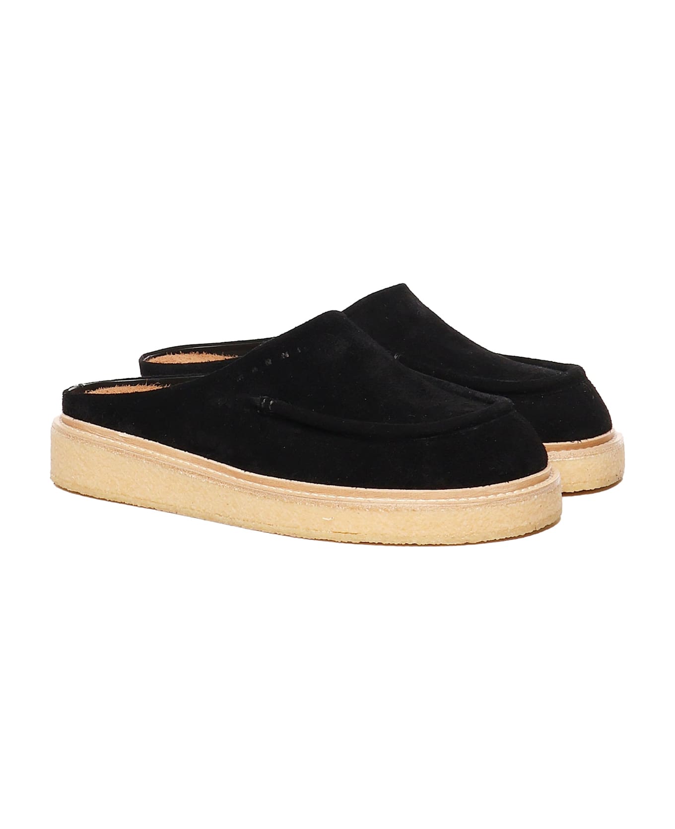 Marni Black Suede Sabot With Para Sole - Black