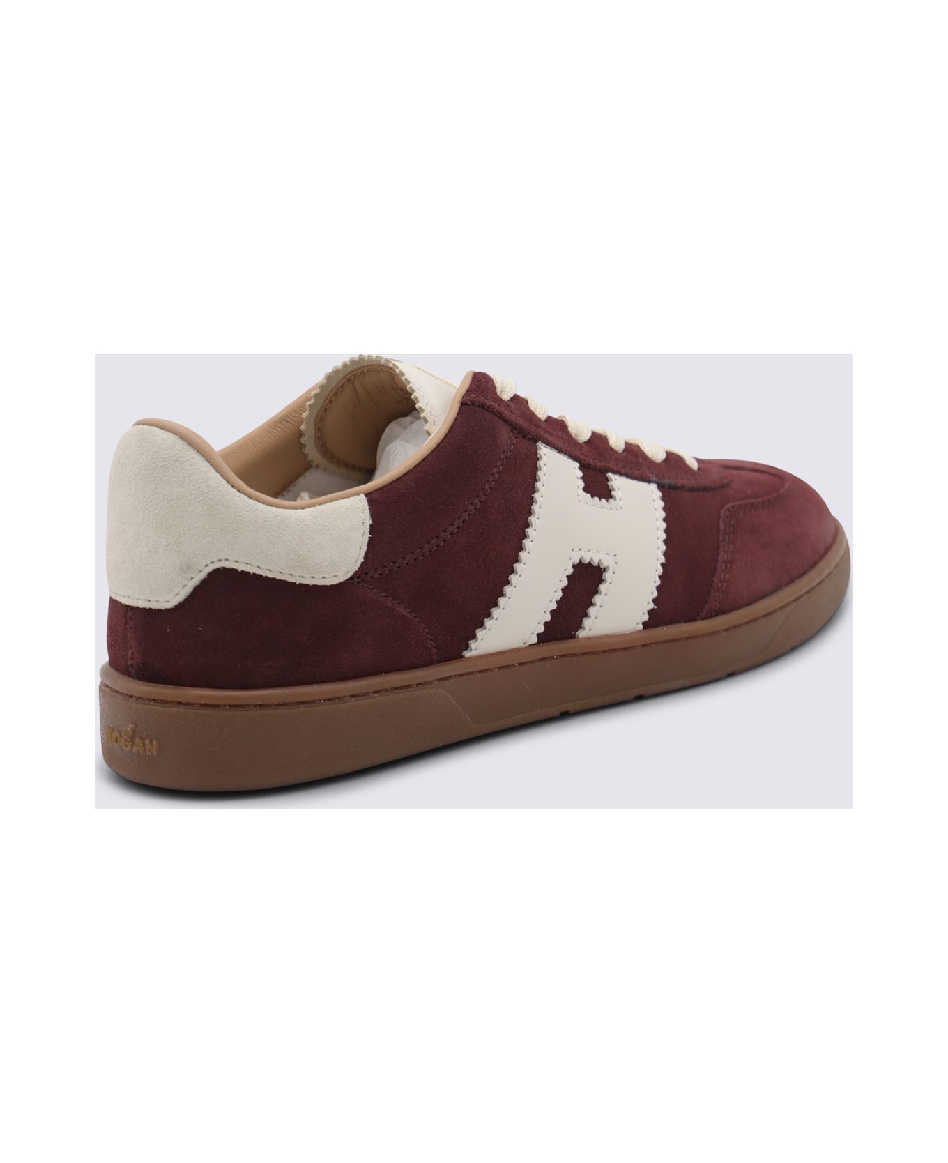 Hogan Dark Red Leather Sneakers - bordeaux