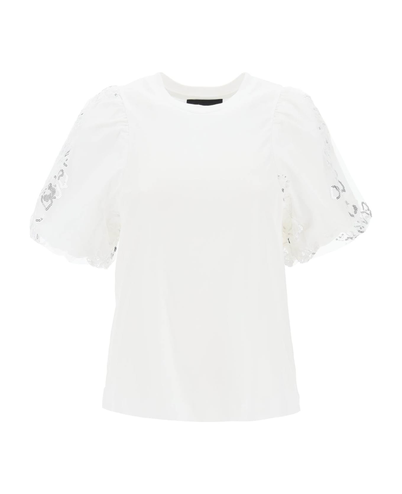 Simone Rocha Embroidered Puff Sleeve A-line T-shirt - WHITE (White)