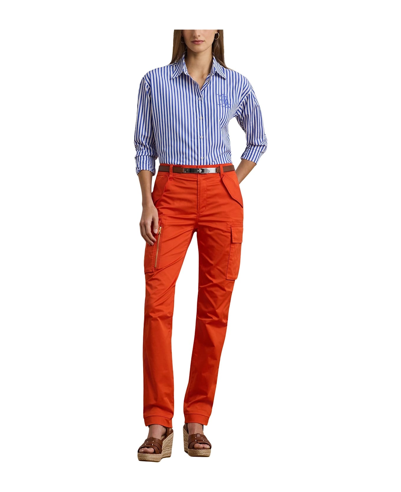 Ralph Lauren Kotta Long Sleeve Button Front Shirt - Blue White