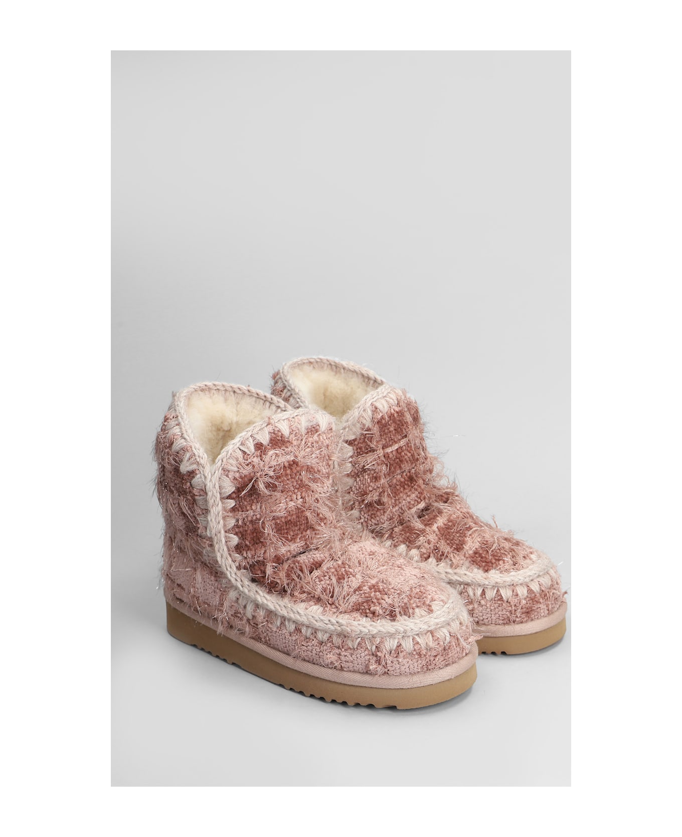 Mou Eskimo 18 Low Heels Ankle Boots In Rose-pink Leather