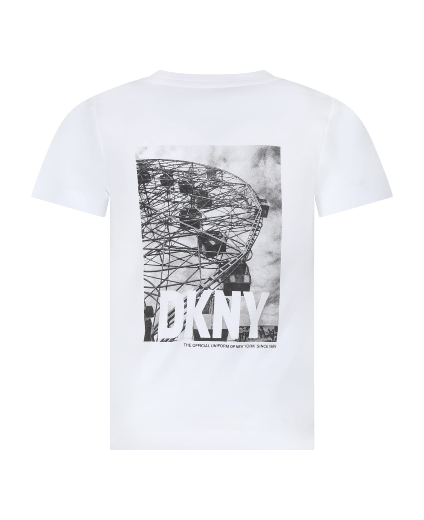 DKNY Black T-shirt For Kids With Logo - White