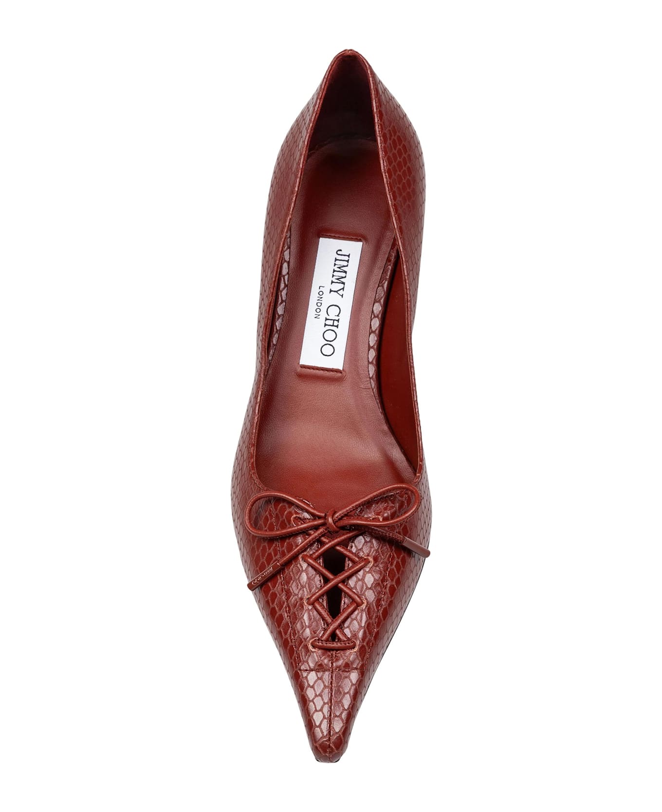Jimmy Choo Scarlett 50 Pumps In Leather With Snakeskin Print Cognac Color - Cognac